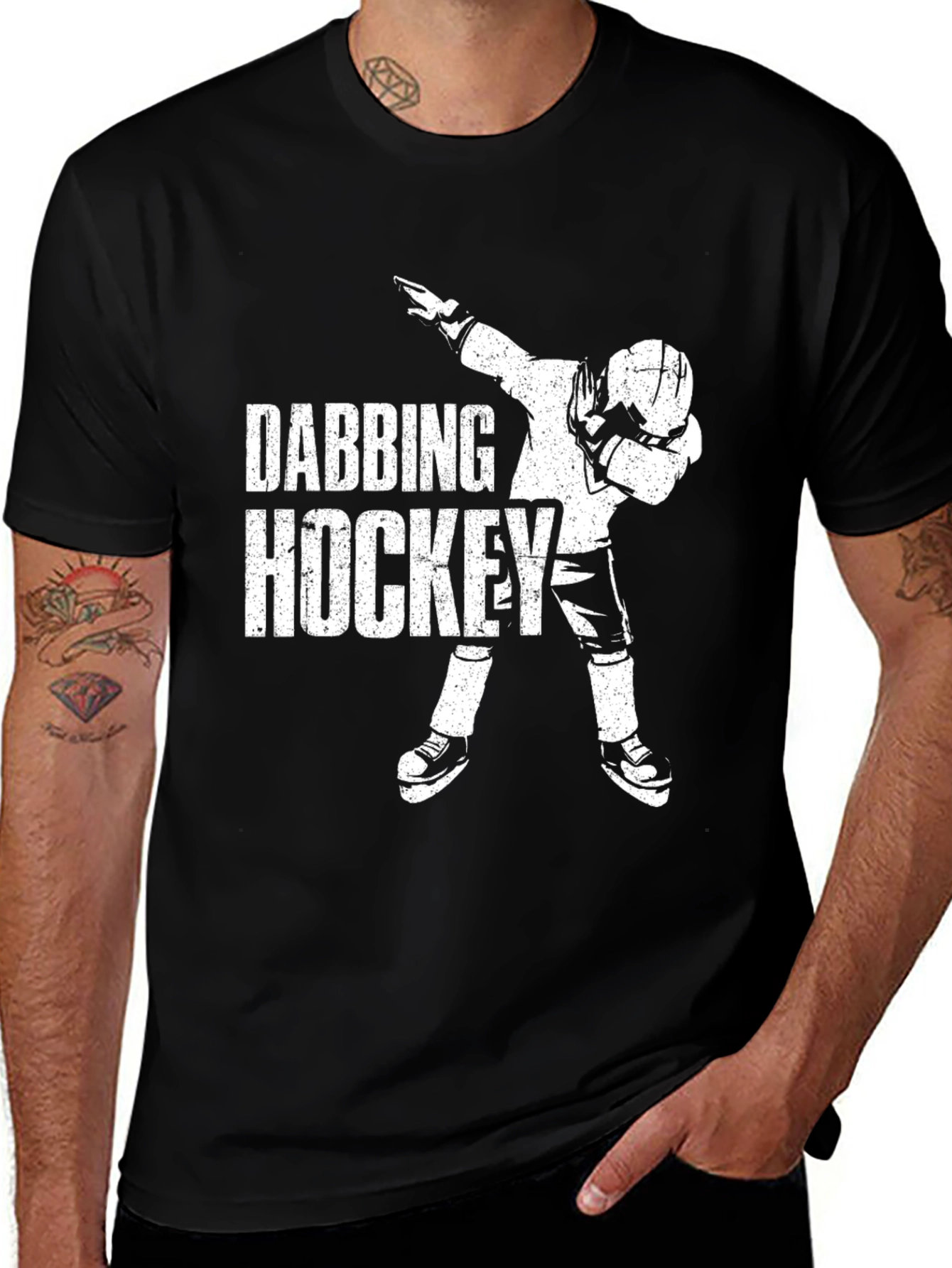 Variant 10 of Dabbing Hockey Graphic Tee - Black Cotton Shirt