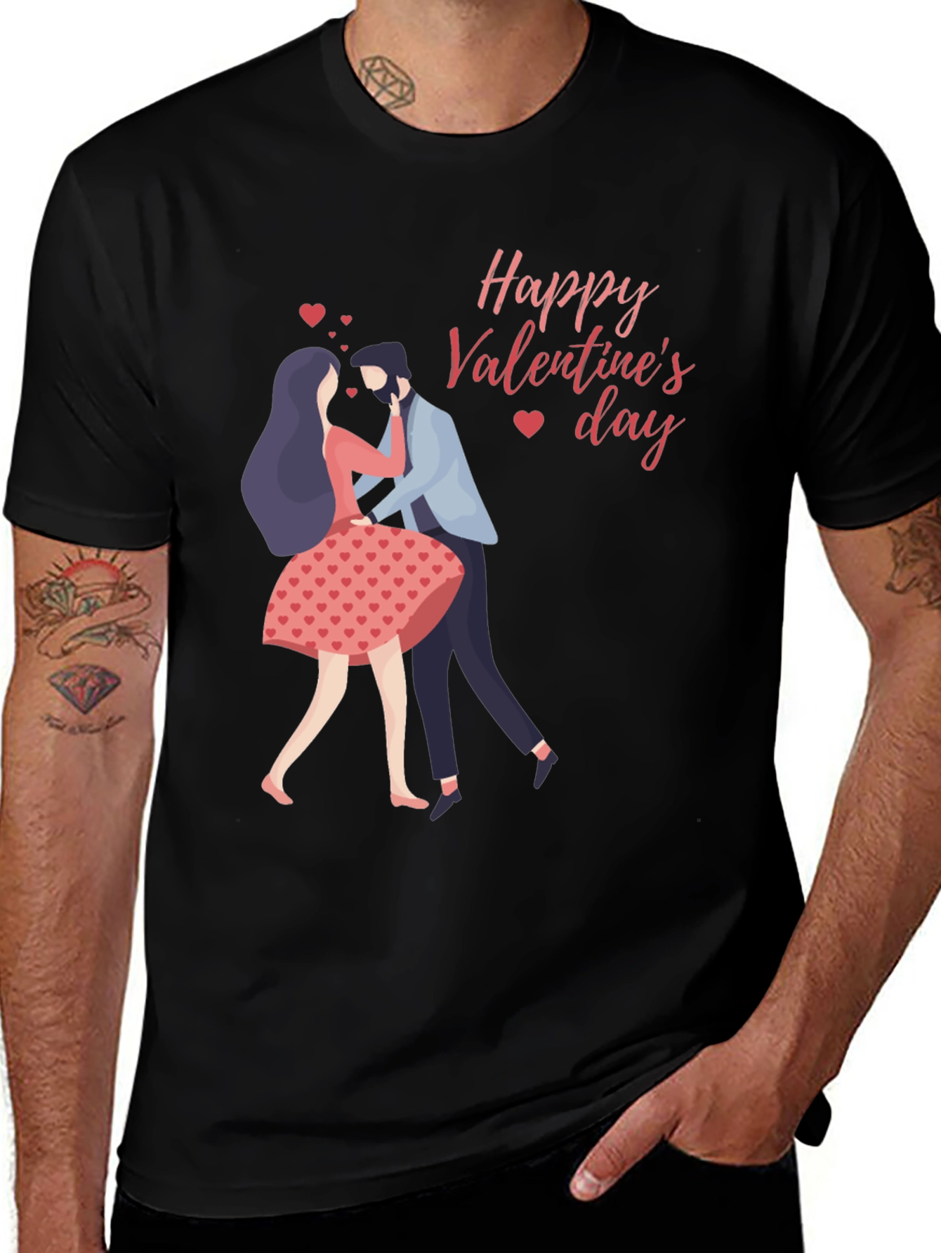 Valentine's Day Couple Black T-Shirt