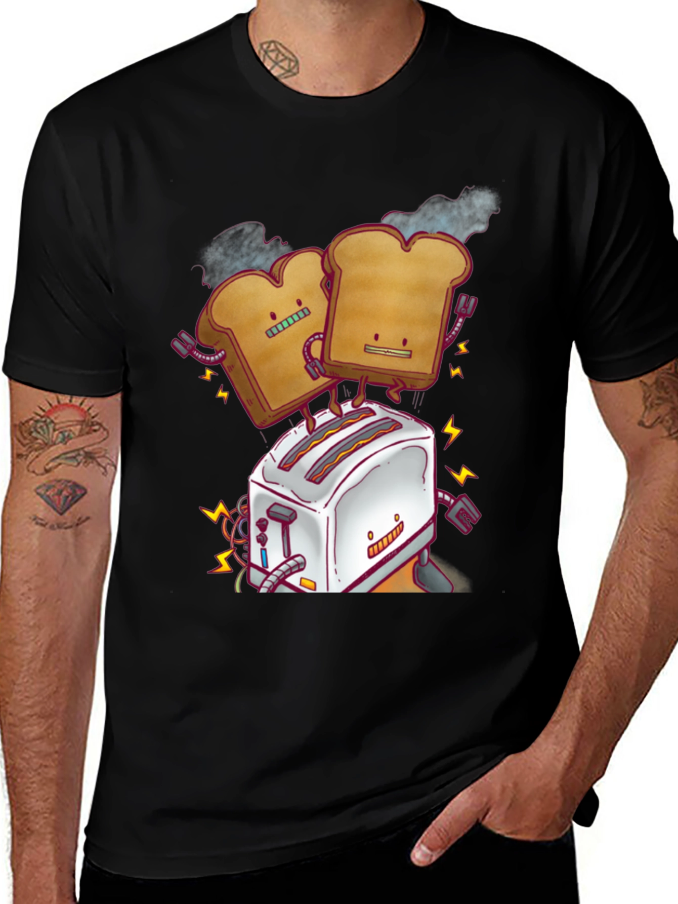 Variant 19 of Toast Robot Graphic Tee - Black