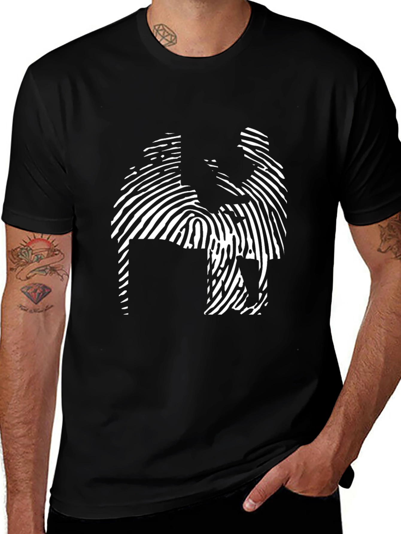 Variant 13 of Abstract Fingerprint Design Black T-Shirt