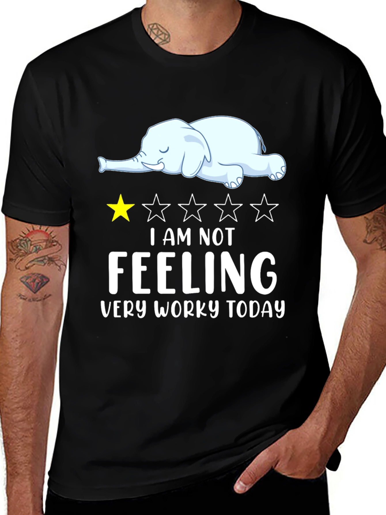 Variant 3 of Not Feeling Worky Lazy Elephant Graphic T-Shirt