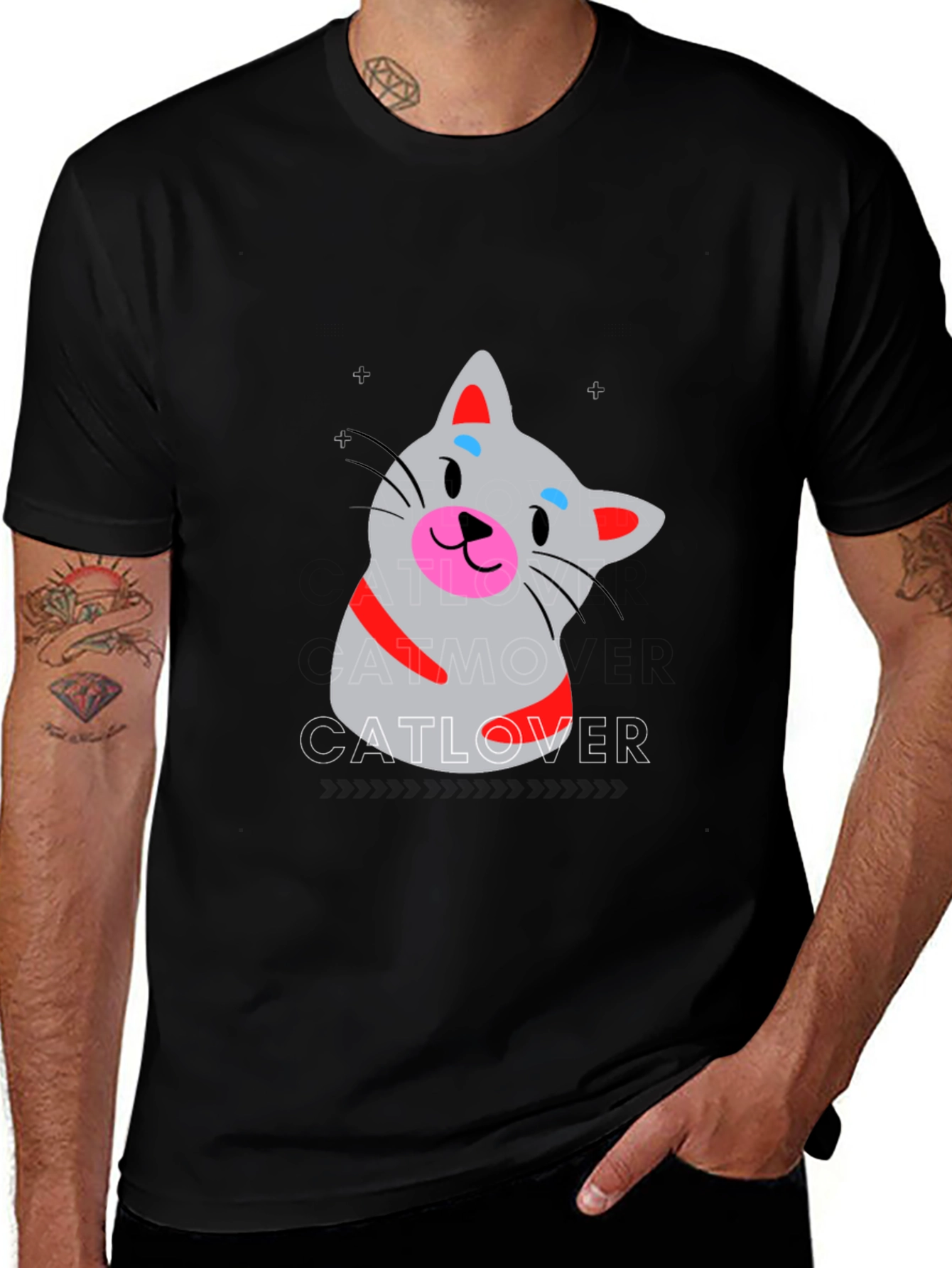 Variant 6 of Cat Lover Graphic Tee - Black Cotton T-Shirt