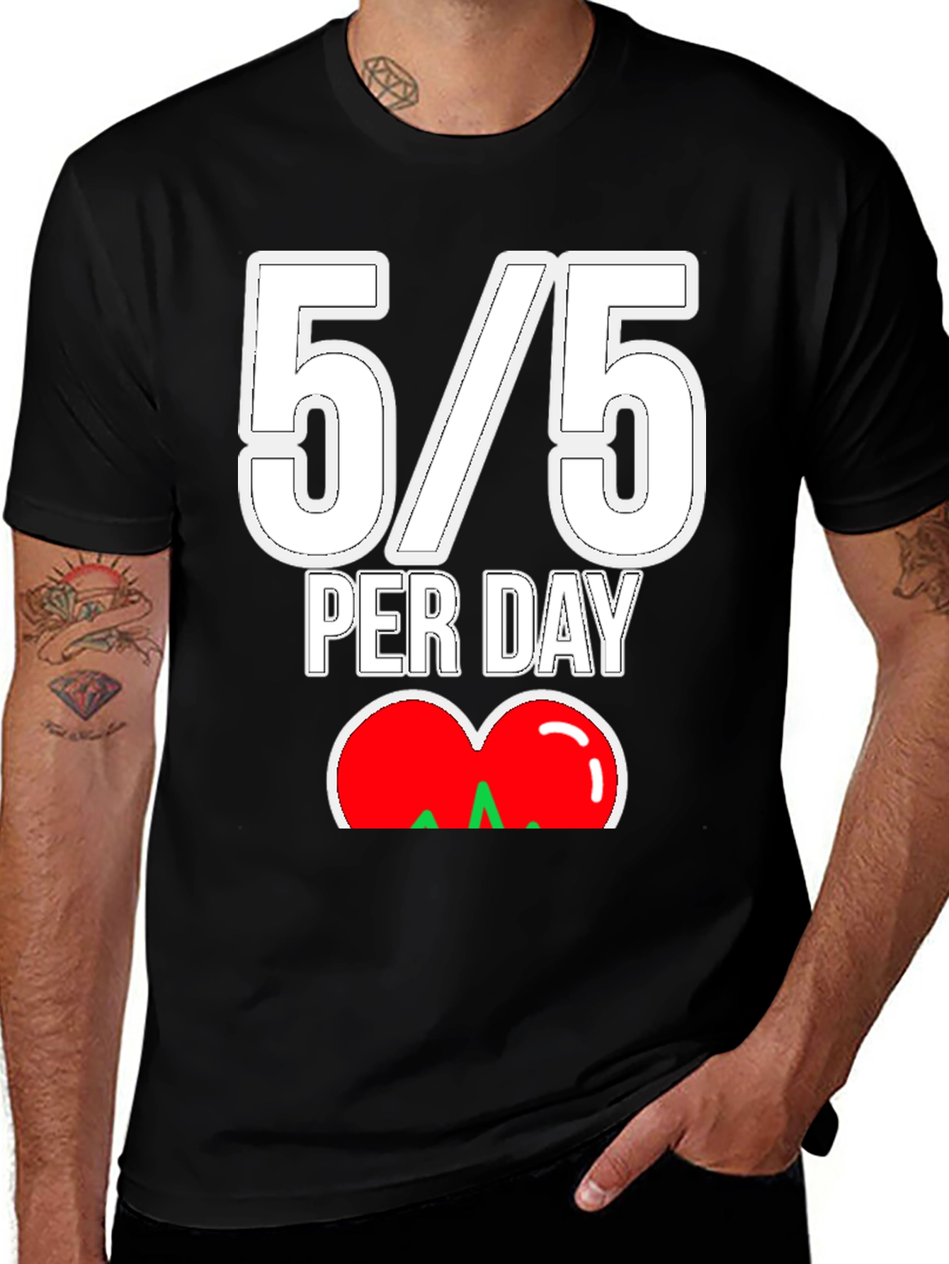 Variant 6 of 5/5 Per Day T-Shirt Funny Red Tomato Vegan Vegetarian Tee
