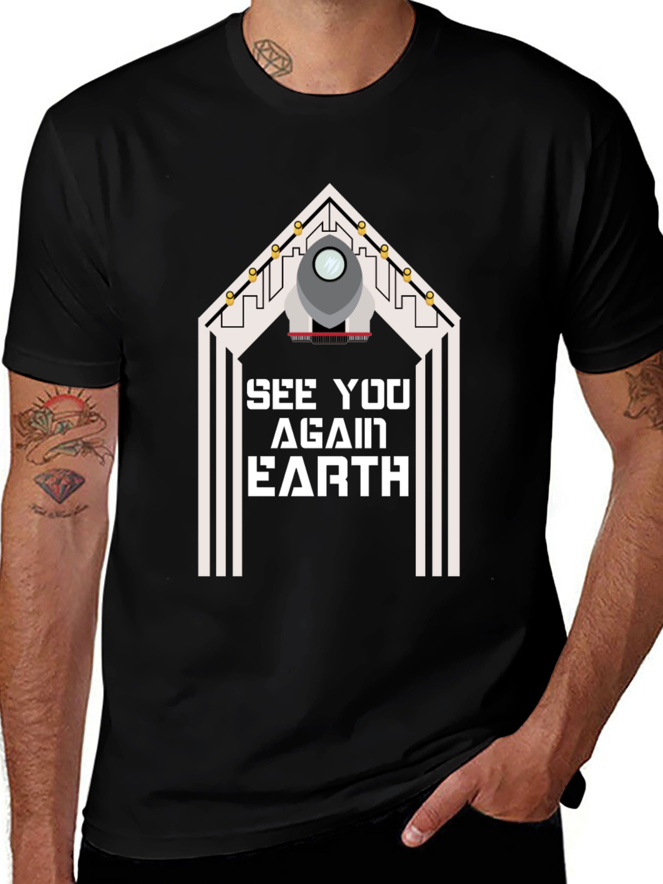 Variant 27 of See You Again Earth Graphic Tee - Sci-Fi Style