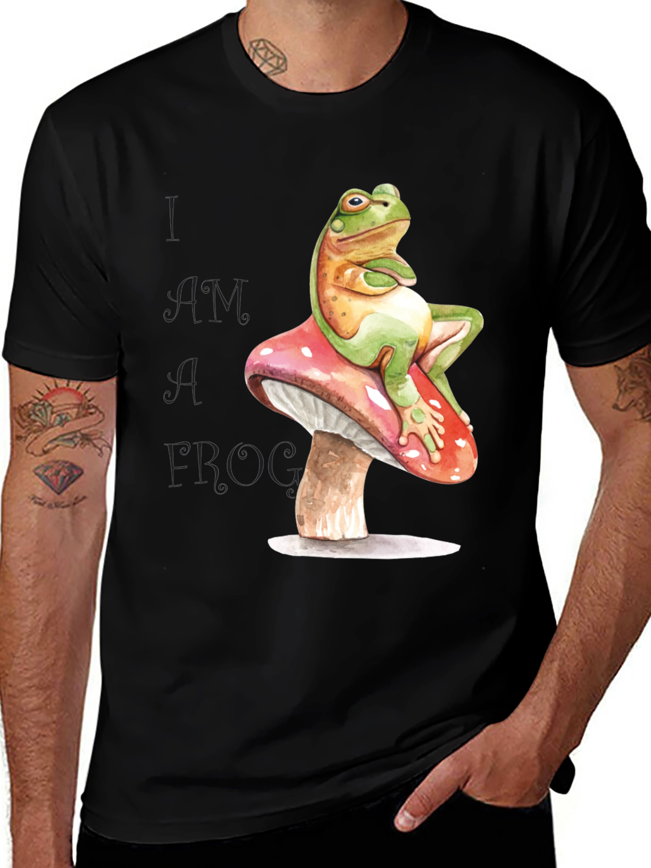 Variant 29 of Frog on Mushroom T-Shirt - Nature Inspired Tee