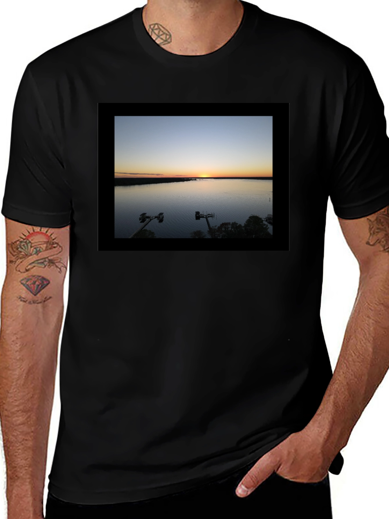 Variant 30 of Sunset Lake Graphic Tee - Black