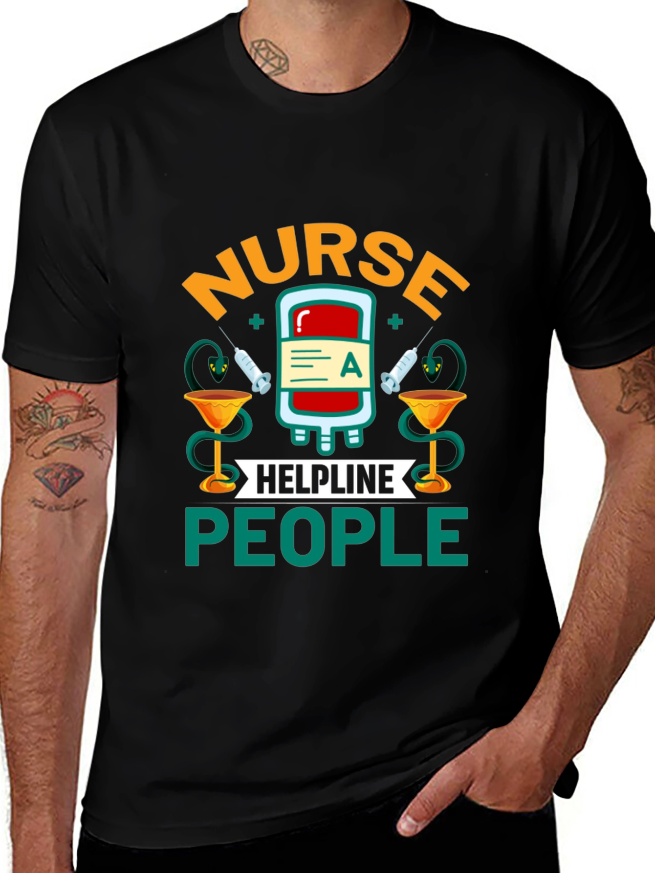 Black Nurse Helpline People Graphic T-Shirt main image