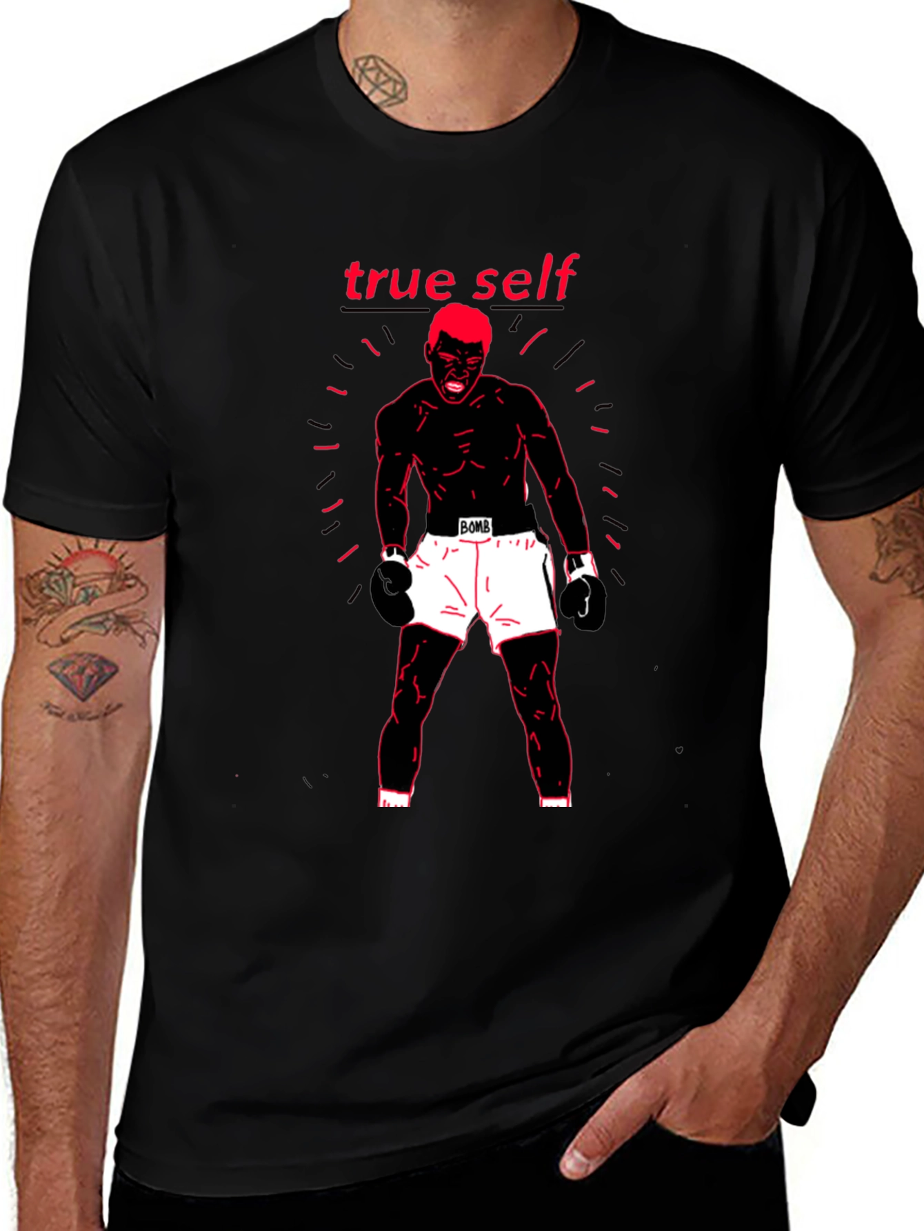 Variant 16 of True Self Black Graphic Print Tee