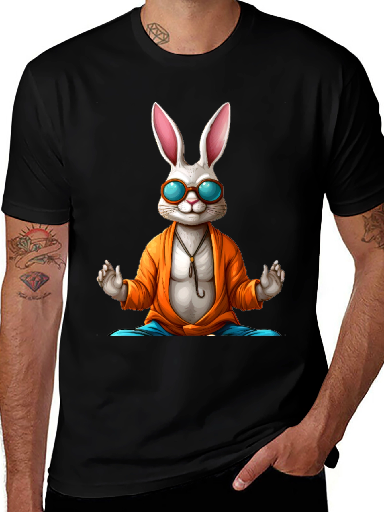 Variant 30 of Zen Rabbit Tee - Meditating Hare Graphic T-Shirt