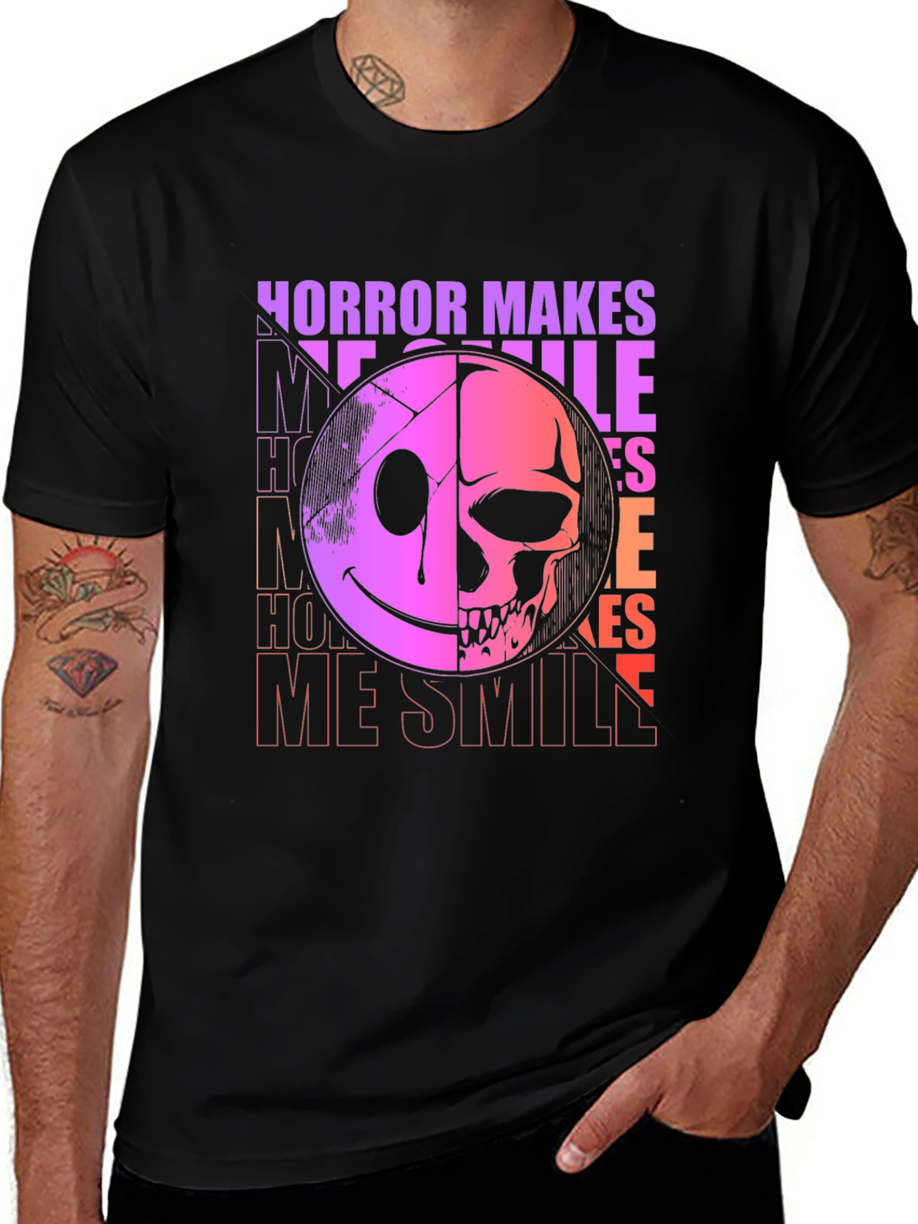 Variant 10 of Horror Makes Me Smile Graphic Tee - Black