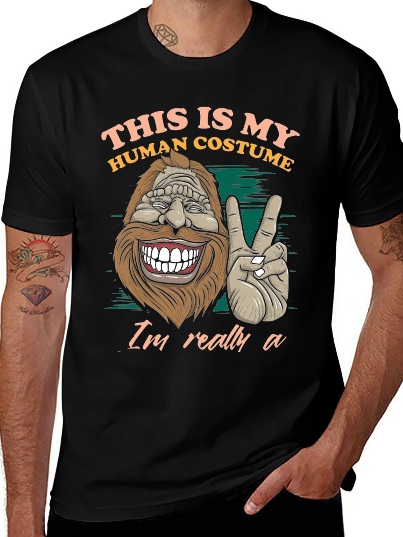 Variant 29 of This Is My Human Costume Funny Bigfoot T-Shirt