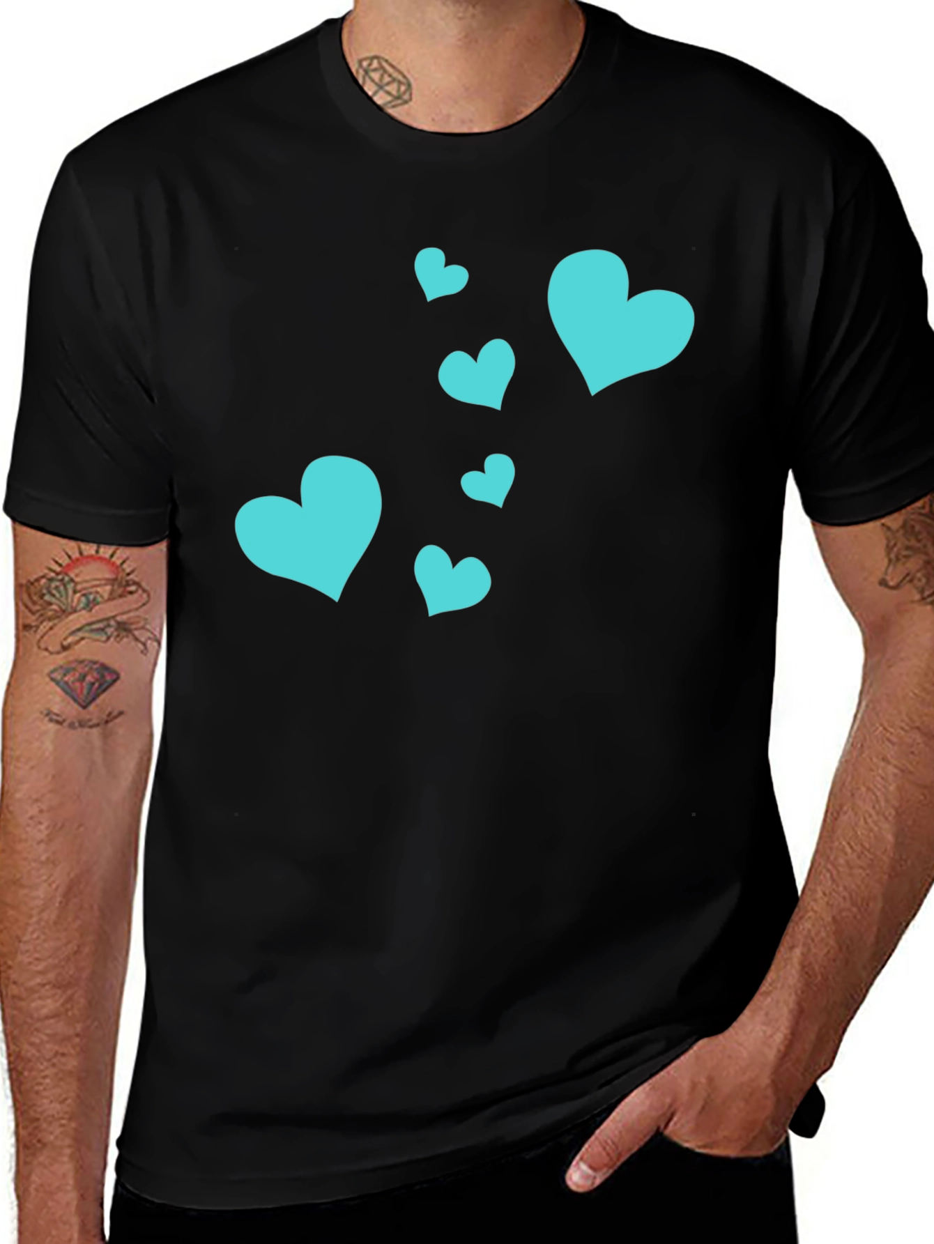 Variant 14 of Heart Print Crew Neck Short Sleeve T-Shirt