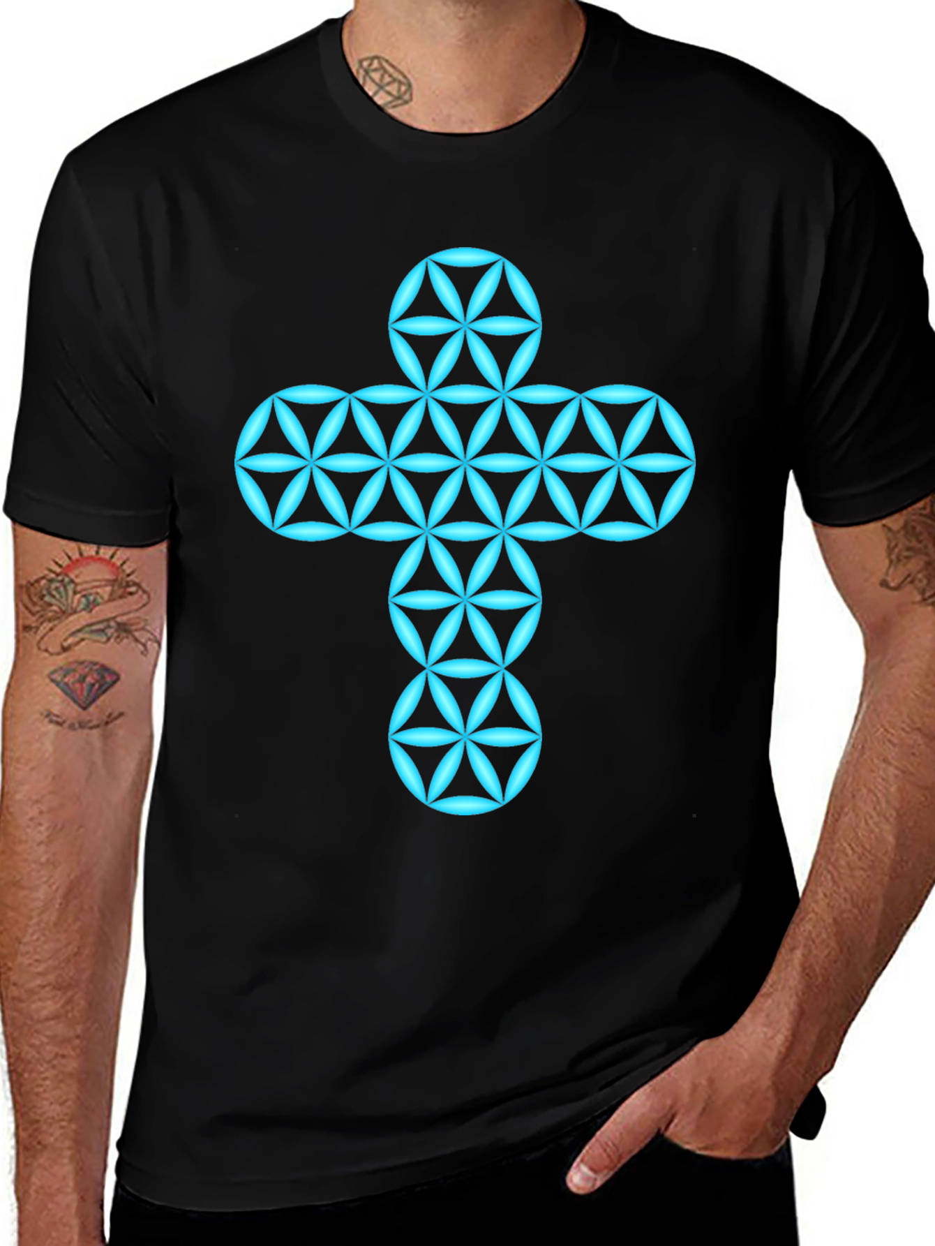 Variant 19 of Geometric Cross T-Shirt - Modern Minimalist Design
