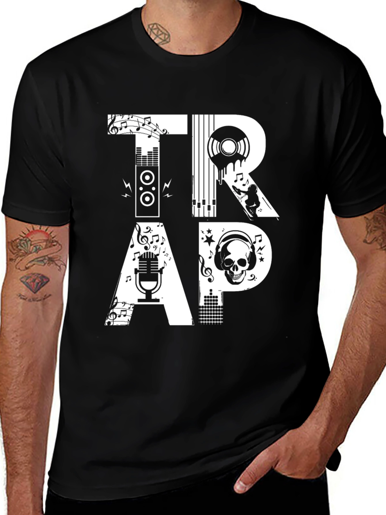 Variant 21 of Trap Music Graphic Tee - Black