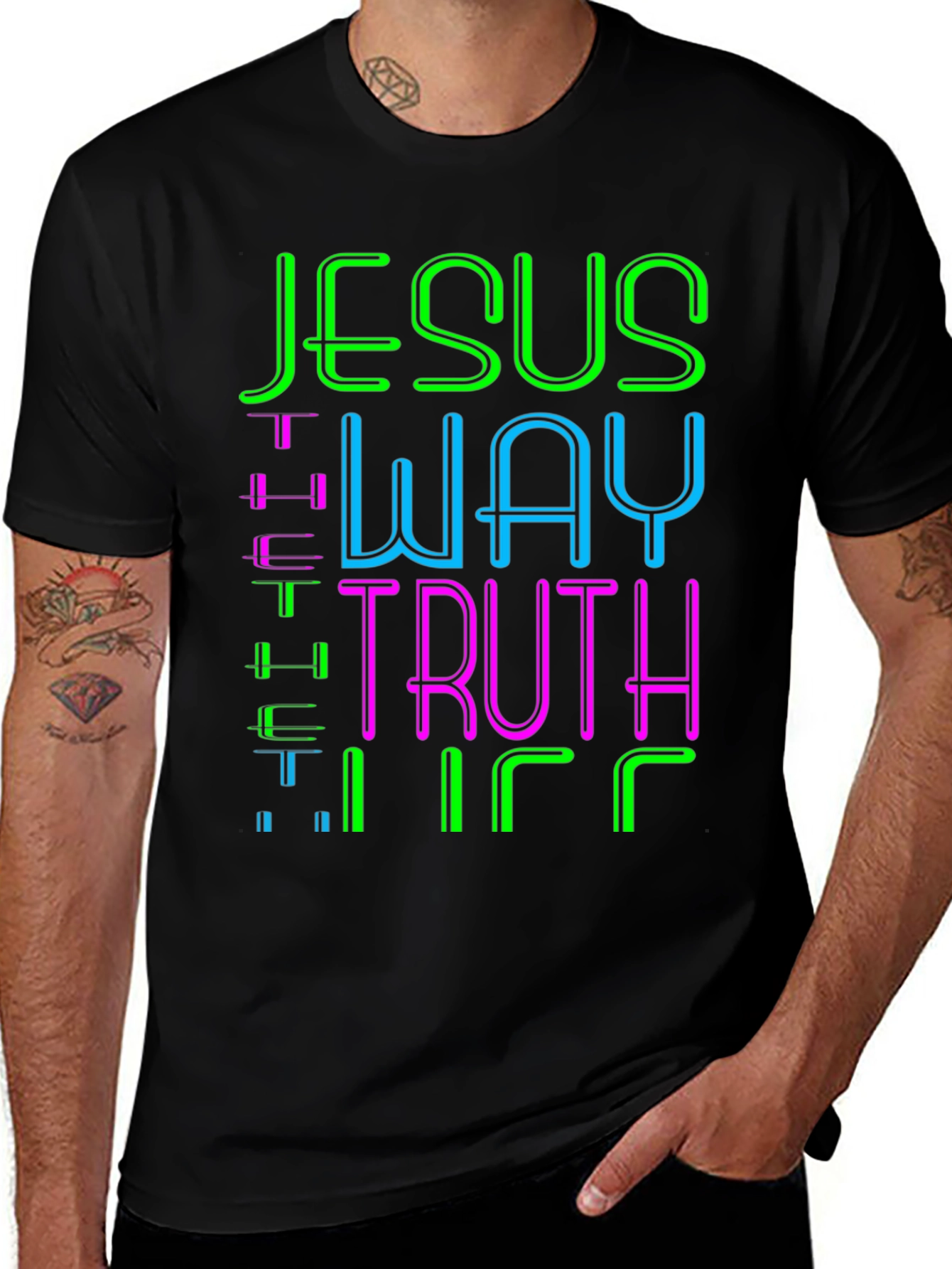 Variant 18 of Jesus The Way Truth Life Black Graphic Tee