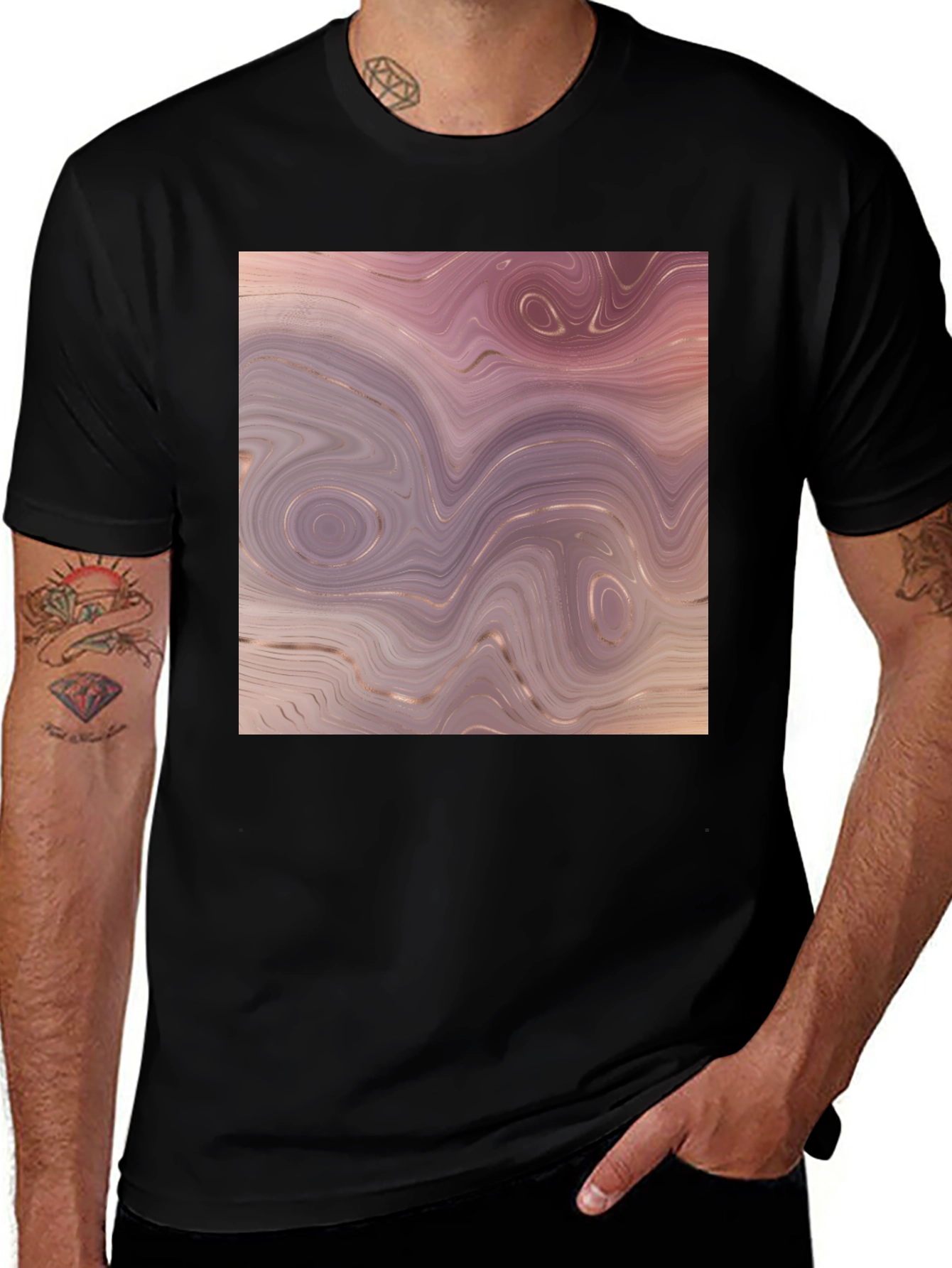 Variant 3 of Marble Swirl Graphic Tee - Black
