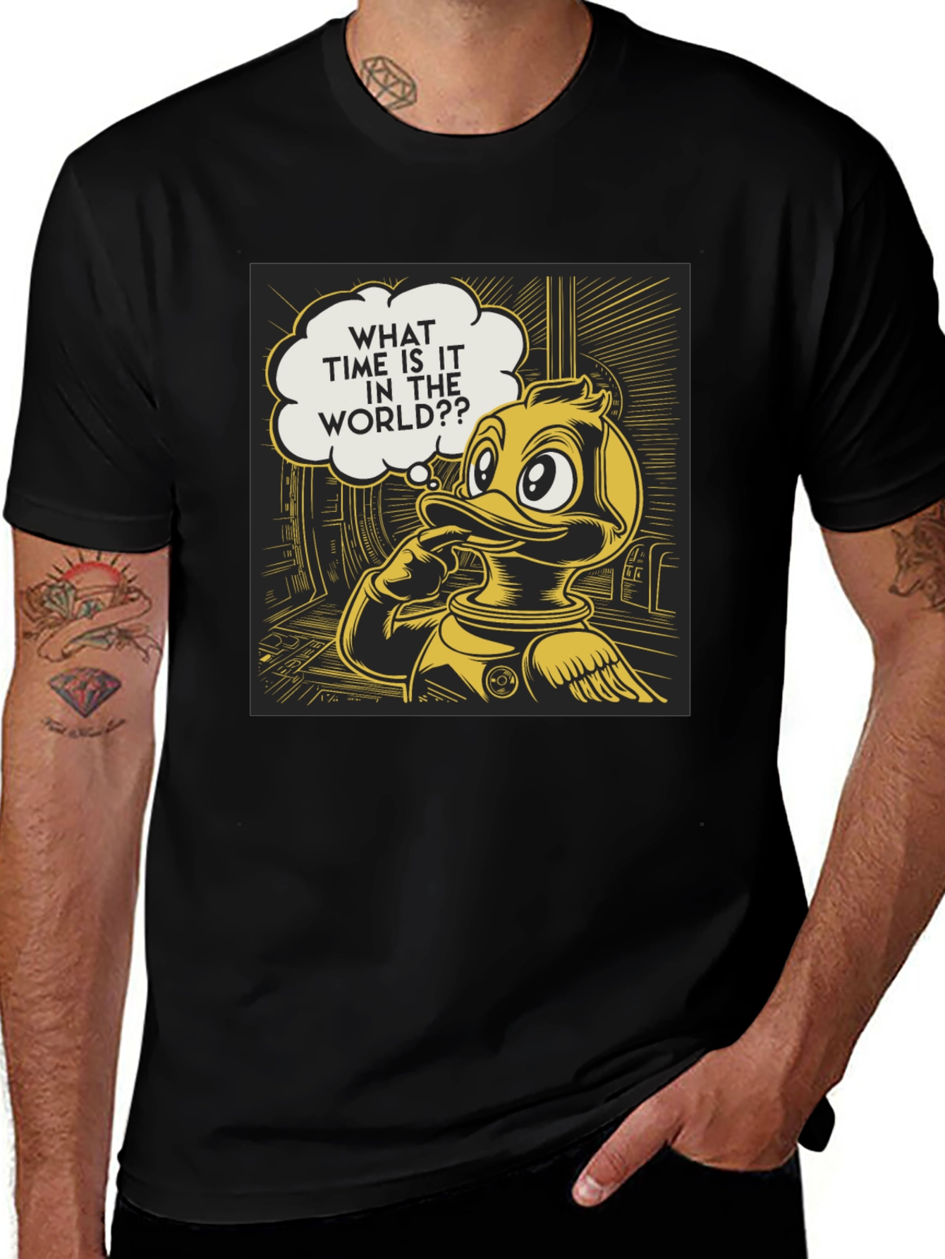 Variant 2 of Duck in Space T-Shirt - What Time Is It?