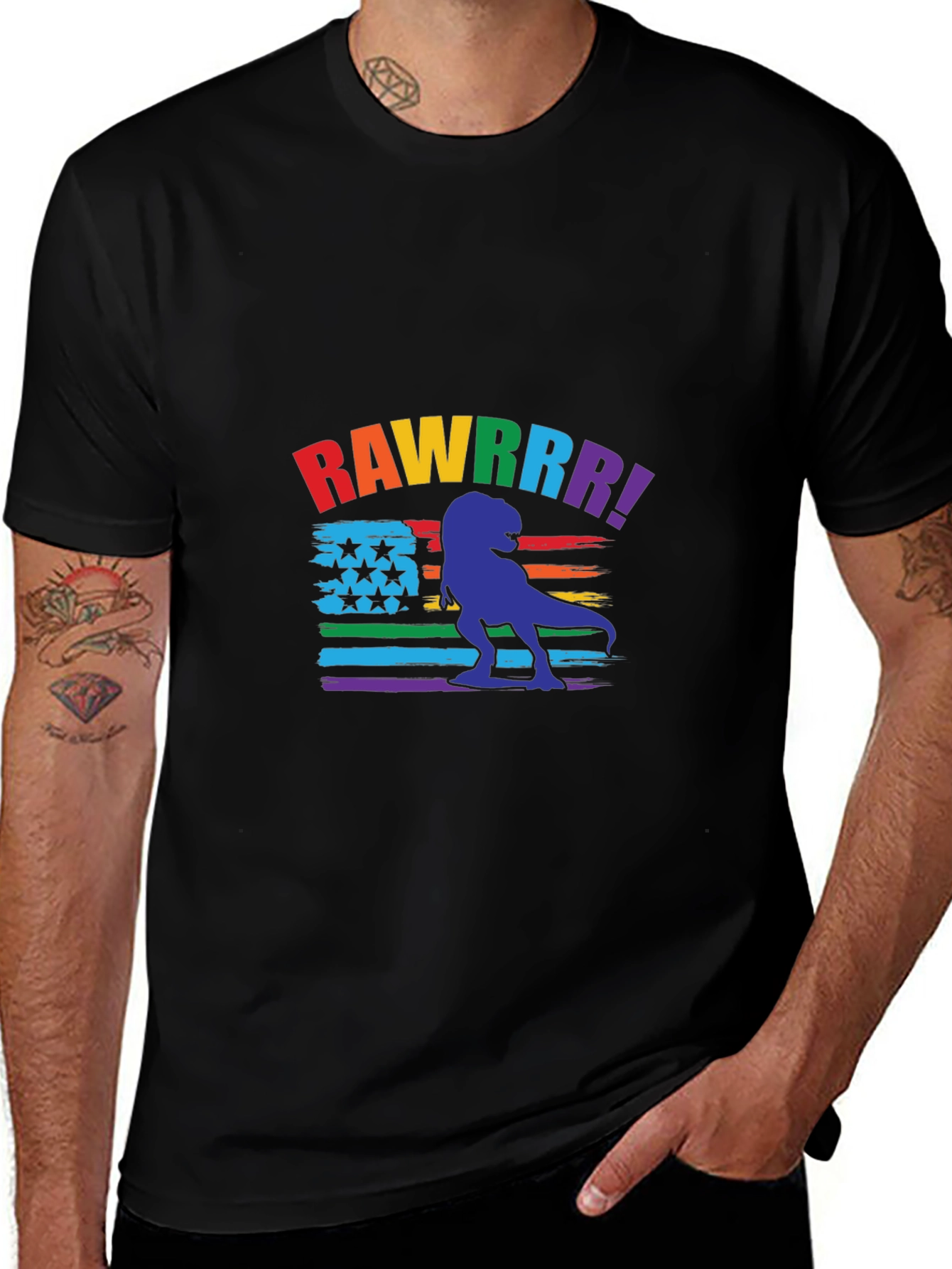 Variant 24 of Rainbow Dinosaur Graphic Tee