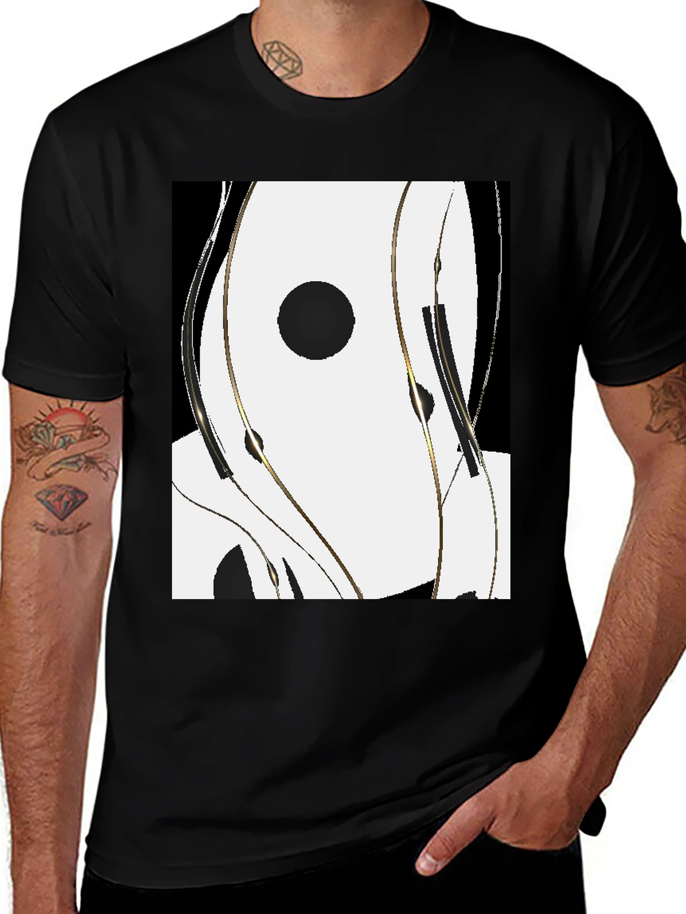 Variant 28 of Abstract Black & White Graphic Tee