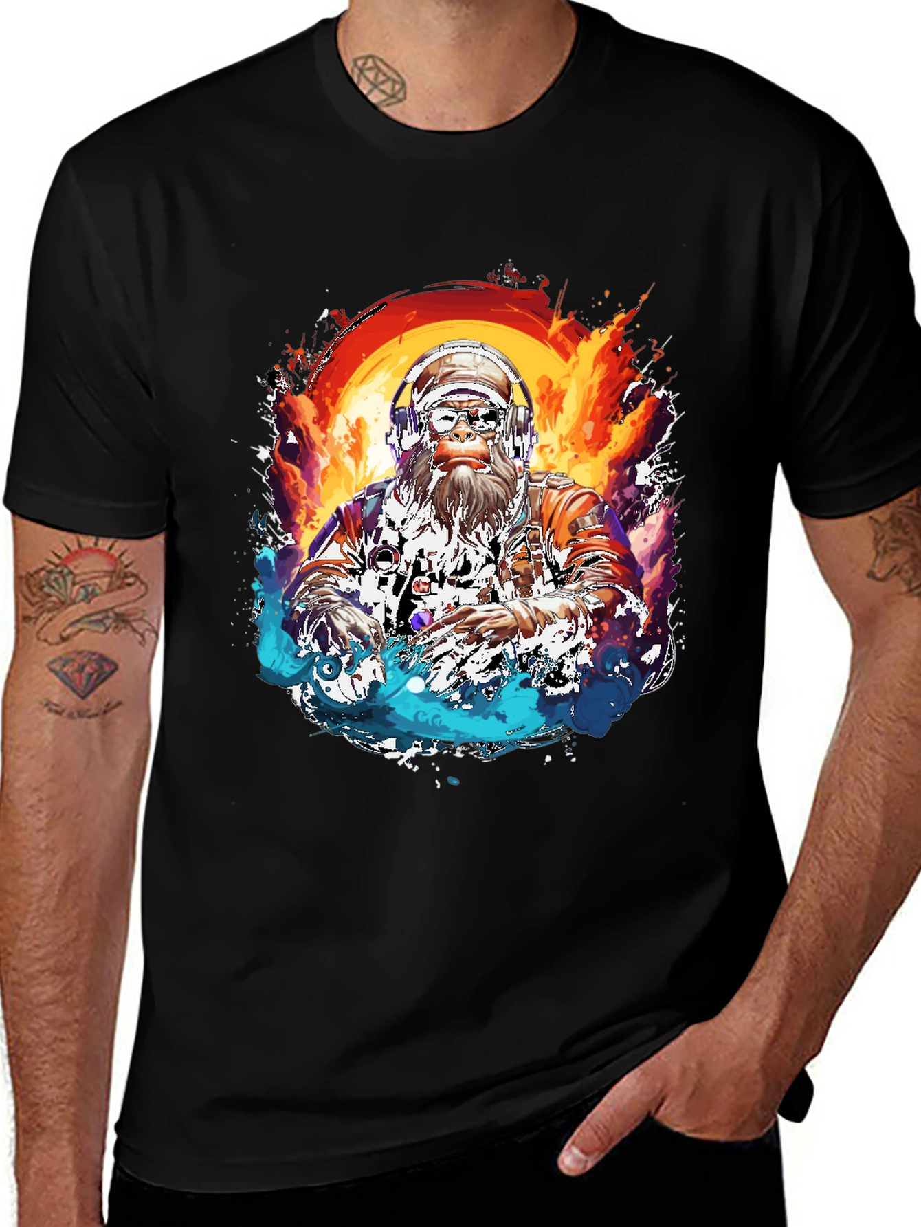 DJ Bigfoot T-Shirt - Fire and Ice Design