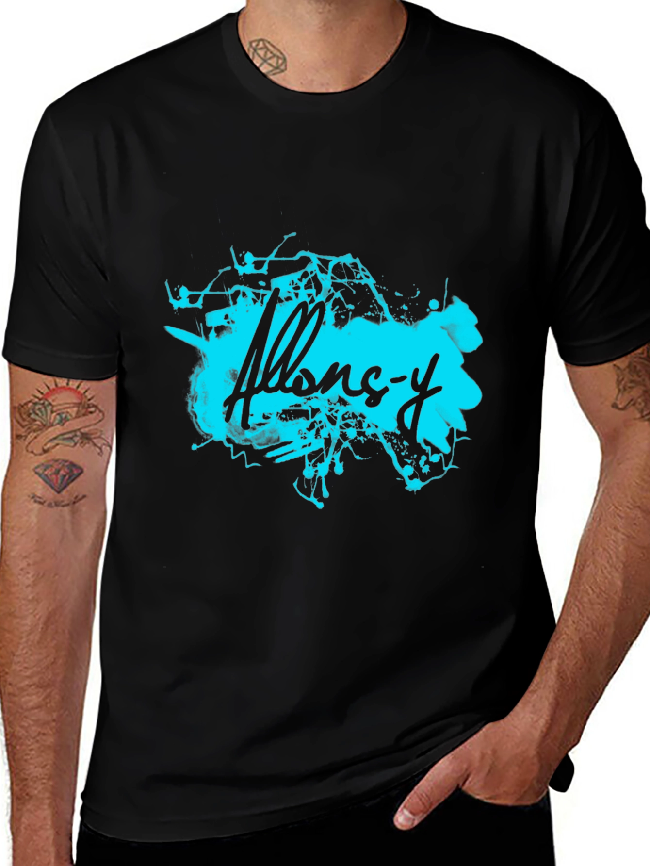 Variant 23 of Abstract 'Allons-y' Graphic Black T-Shirt