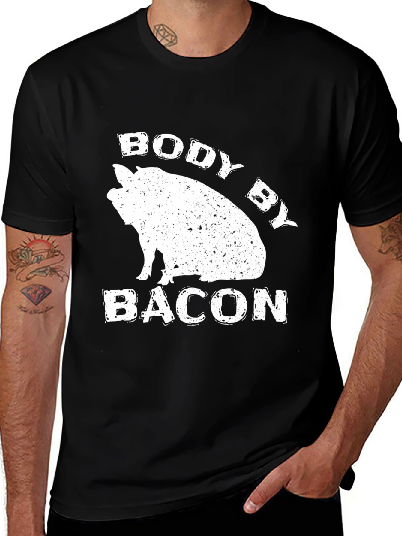 Variant 17 of Body By Bacon Black Graphic T-Shirt