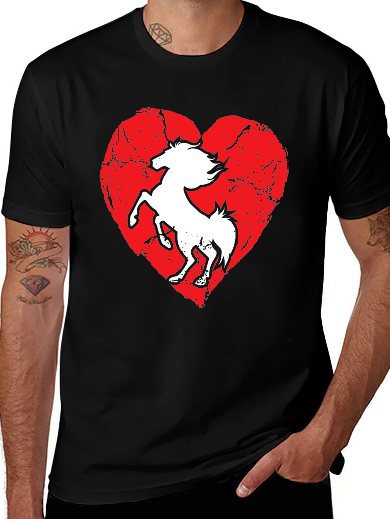 Variant 28 of Horse Heart T-Shirt - Black Graphic Tee