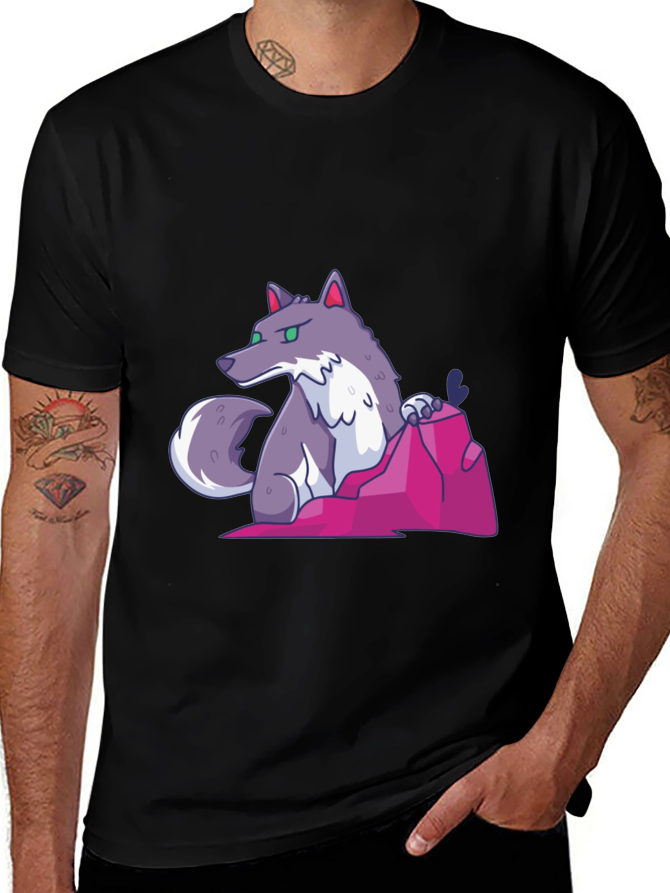Variant 14 of Cartoon Wolf Graphic Tee - Cool Casual Style