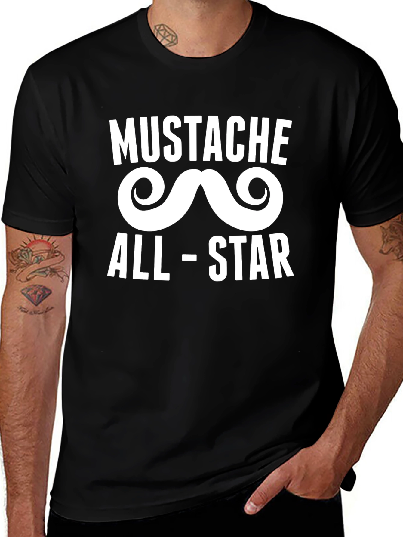 Variant 23 of Mustache All-Star Black Graphic Tee