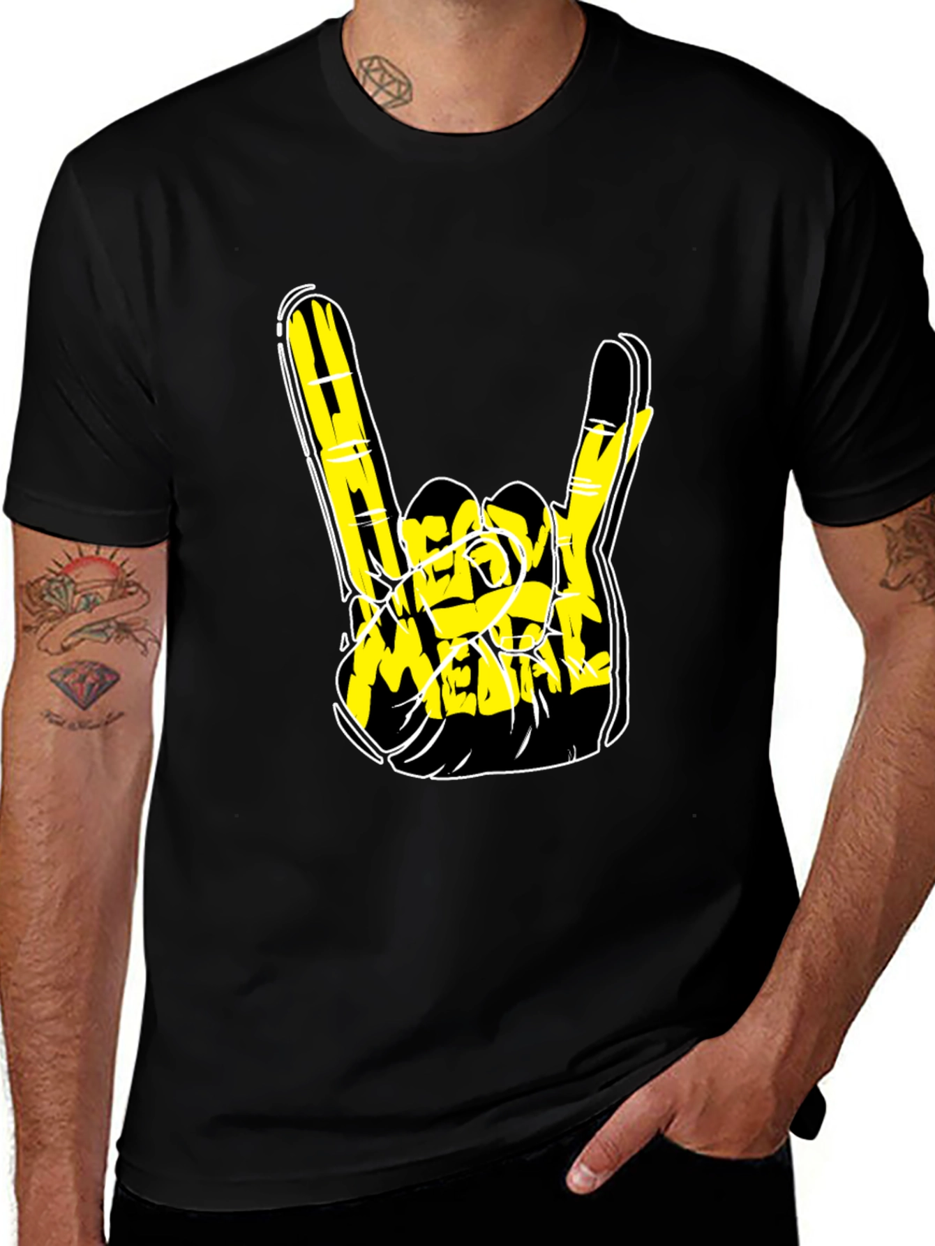 Heavy Metal Rock Hand Gesture Black T-Shirt