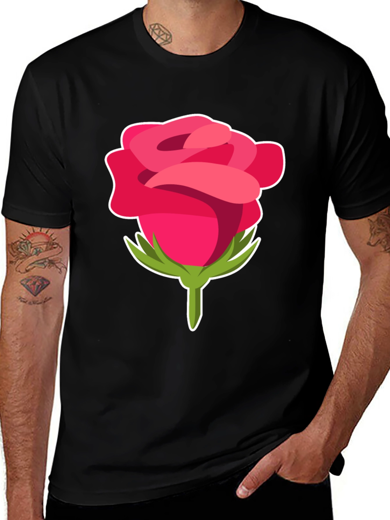Variant 23 of Rose Graphic Black T-Shirt