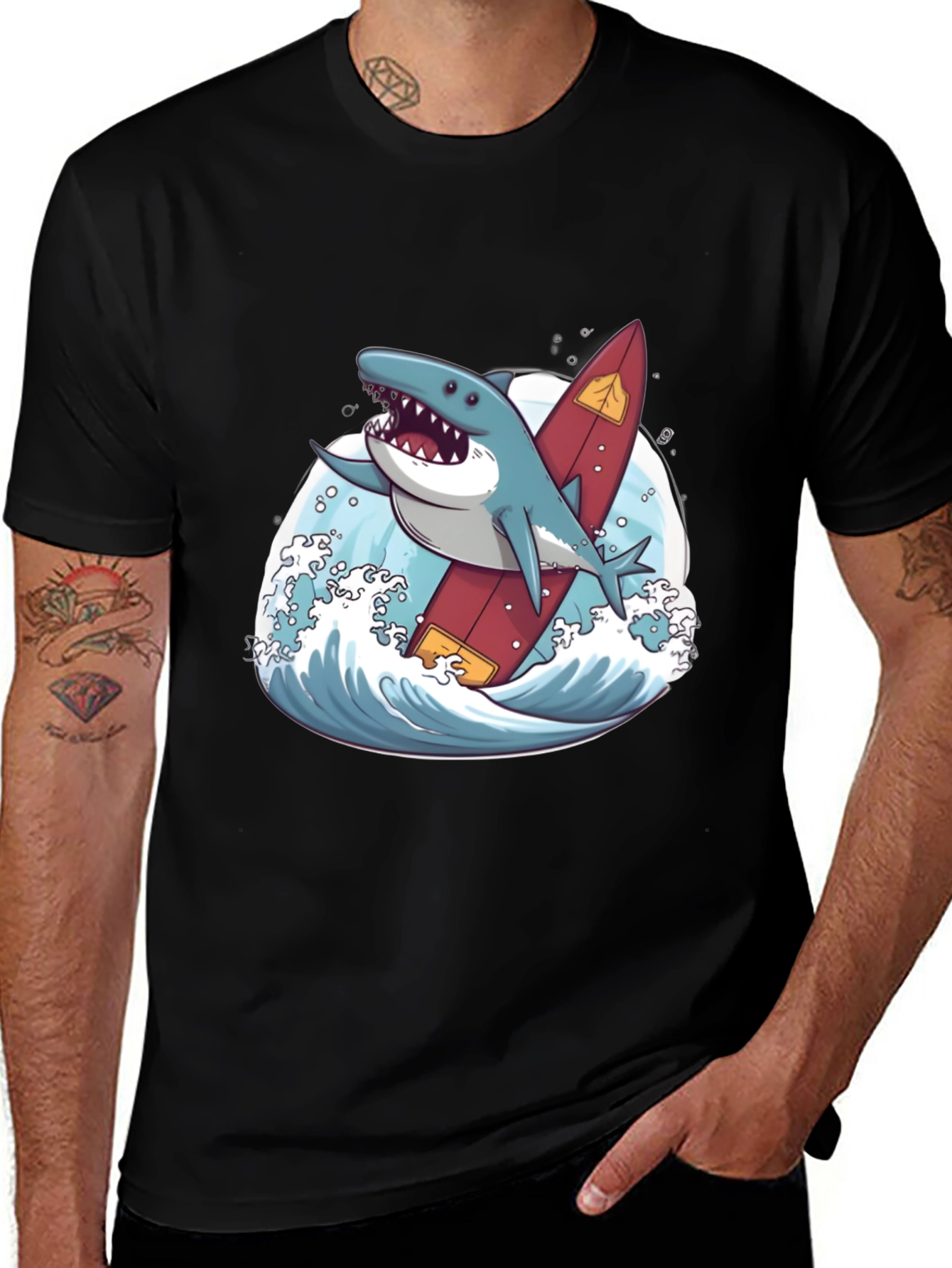 Variant 27 of Shark Surfer T-Shirt - Fun Graphic Tee