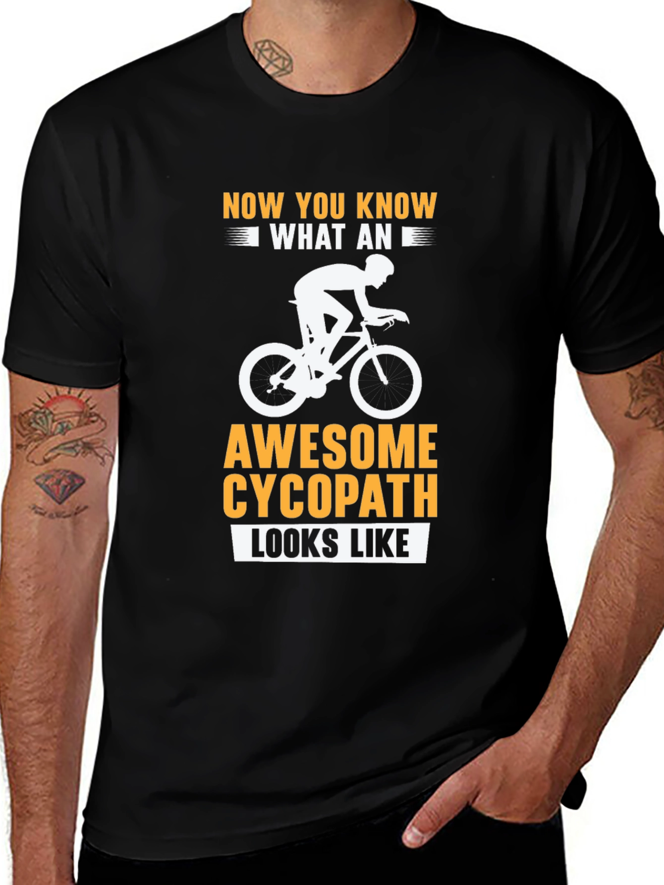 Variant 22 of Awesome Cycopath Cyclist Black T-Shirt