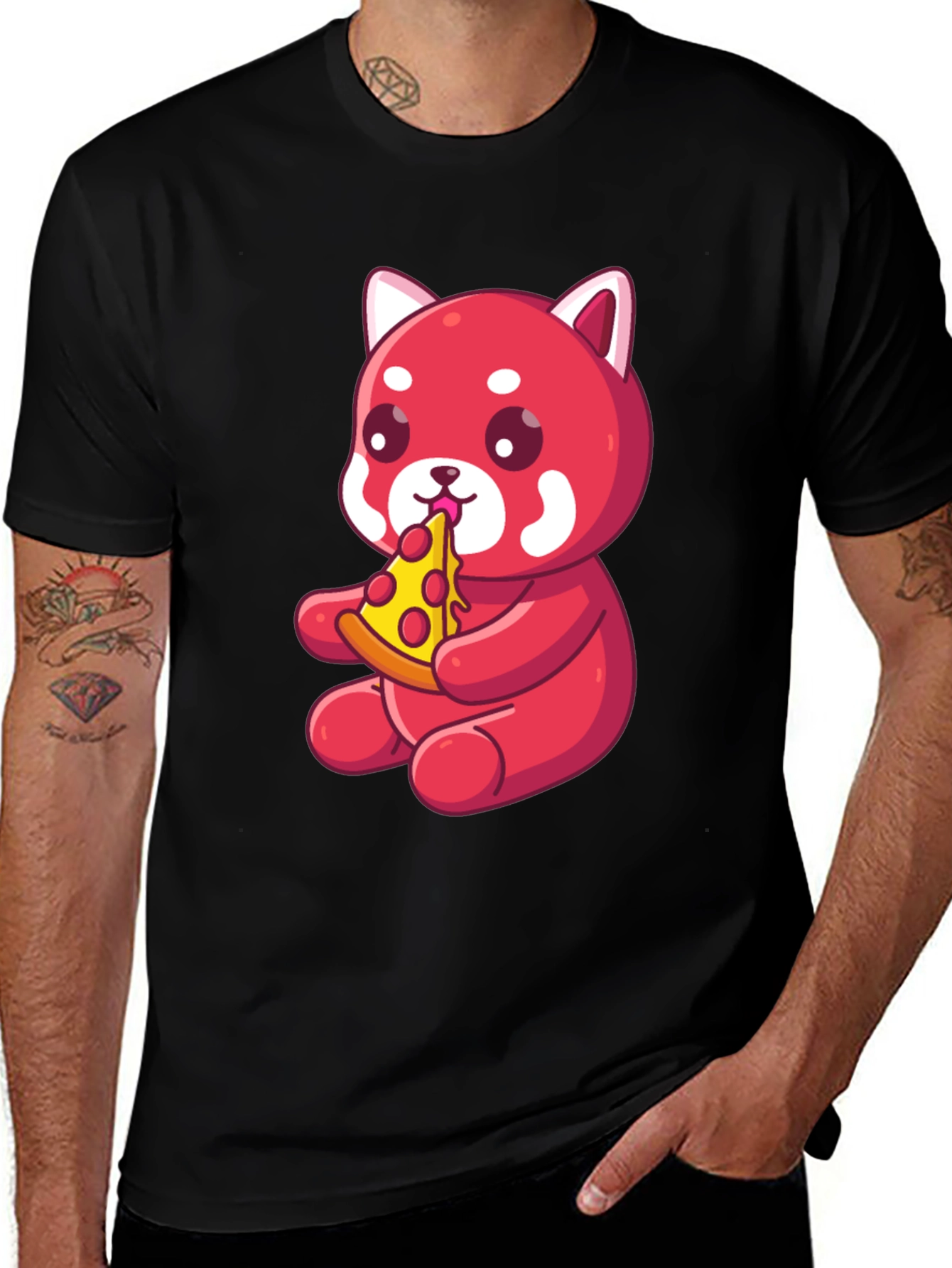 Variant 25 of Cute Red Panda Eating Pizza Graphic T-Shirt