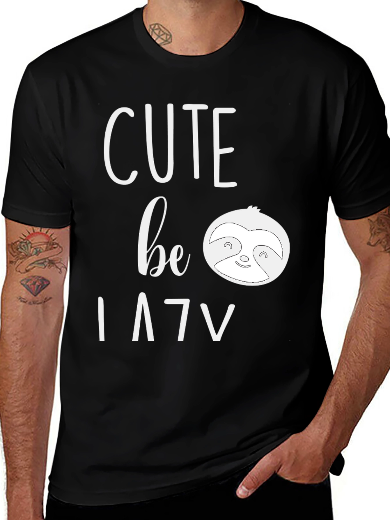 Variant 19 of Cute Be Lazy Sloth Graphic Tee Shirt