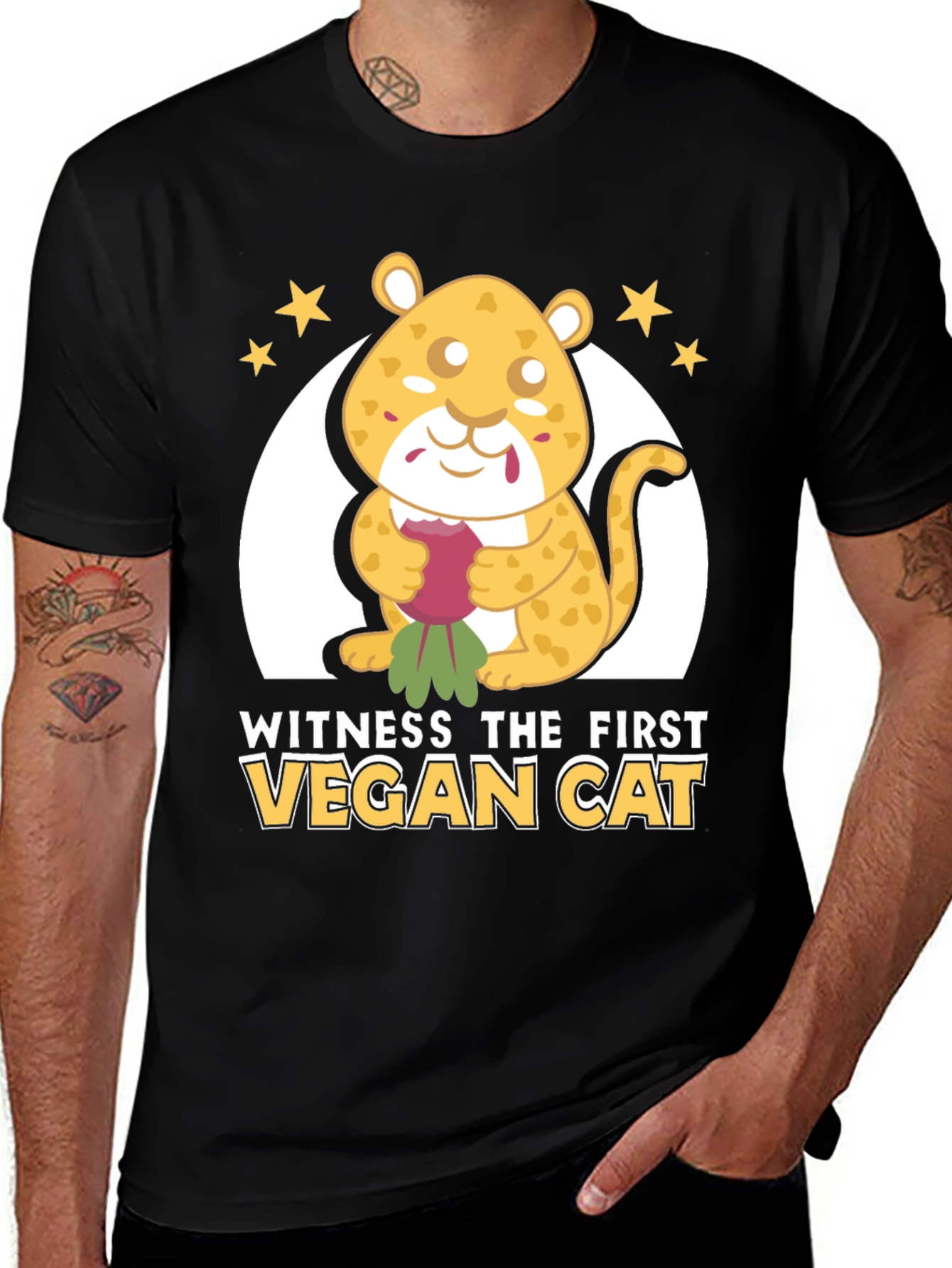 Variant 30 of Vegan Cat T-Shirt - Cute Cartoon Animal Tee