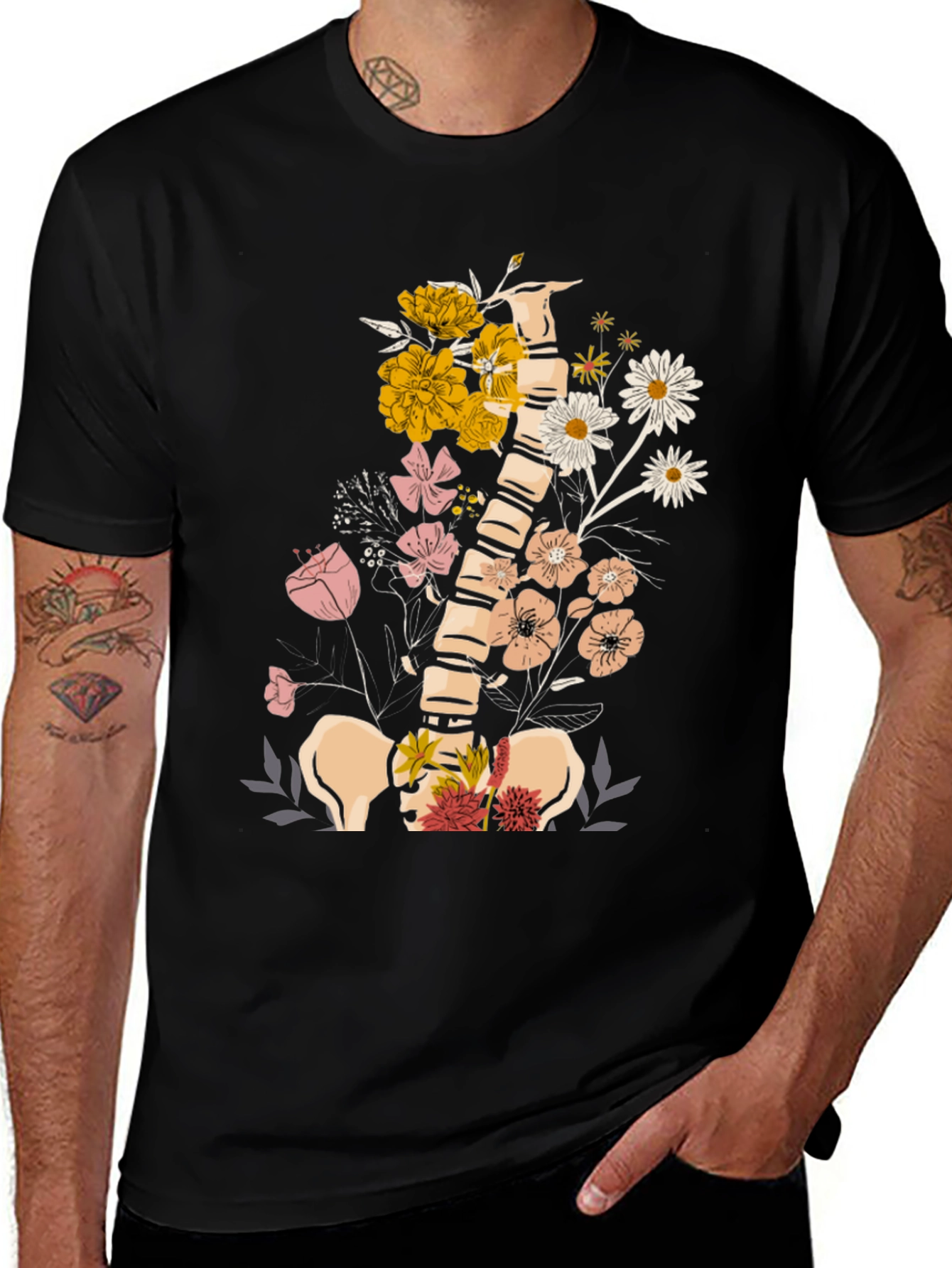 Variant 3 of Floral Spine Anatomy T-Shirt
