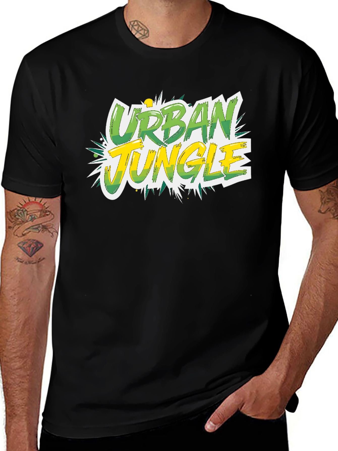 Variant 4 of Urban Jungle Graphic Tee - Black Cotton T-Shirt
