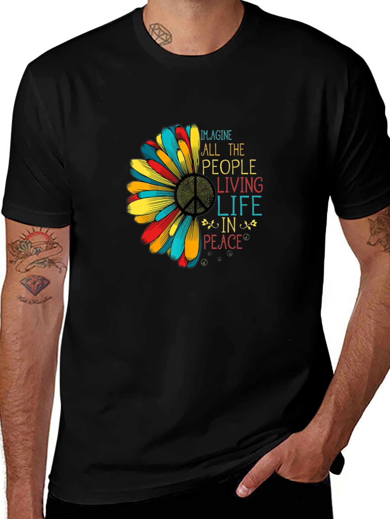 Variant 27 of Imagine Peace T-Shirt - Colorful Graphic Tee