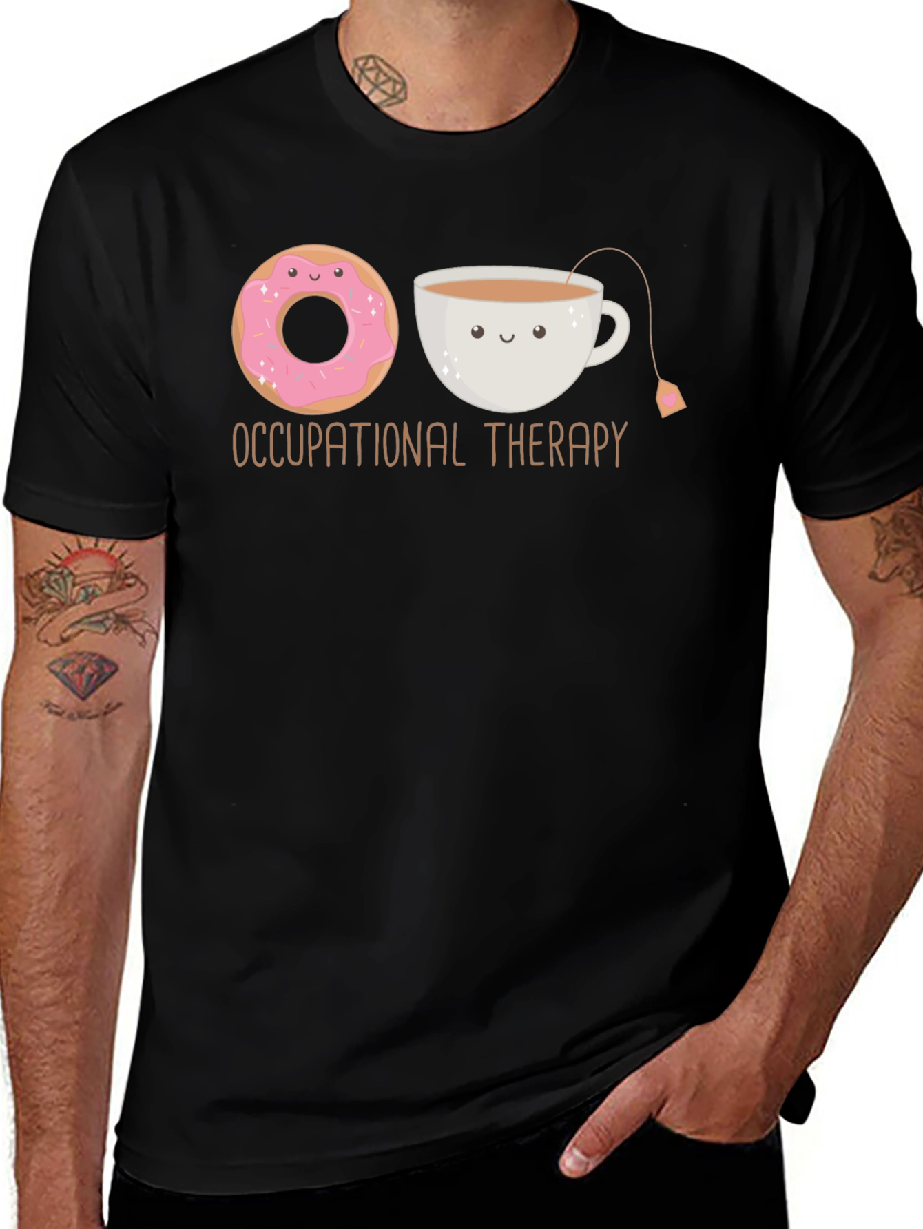 Variant 23 of Occupational Therapy Donut & Tea Black T-Shirt