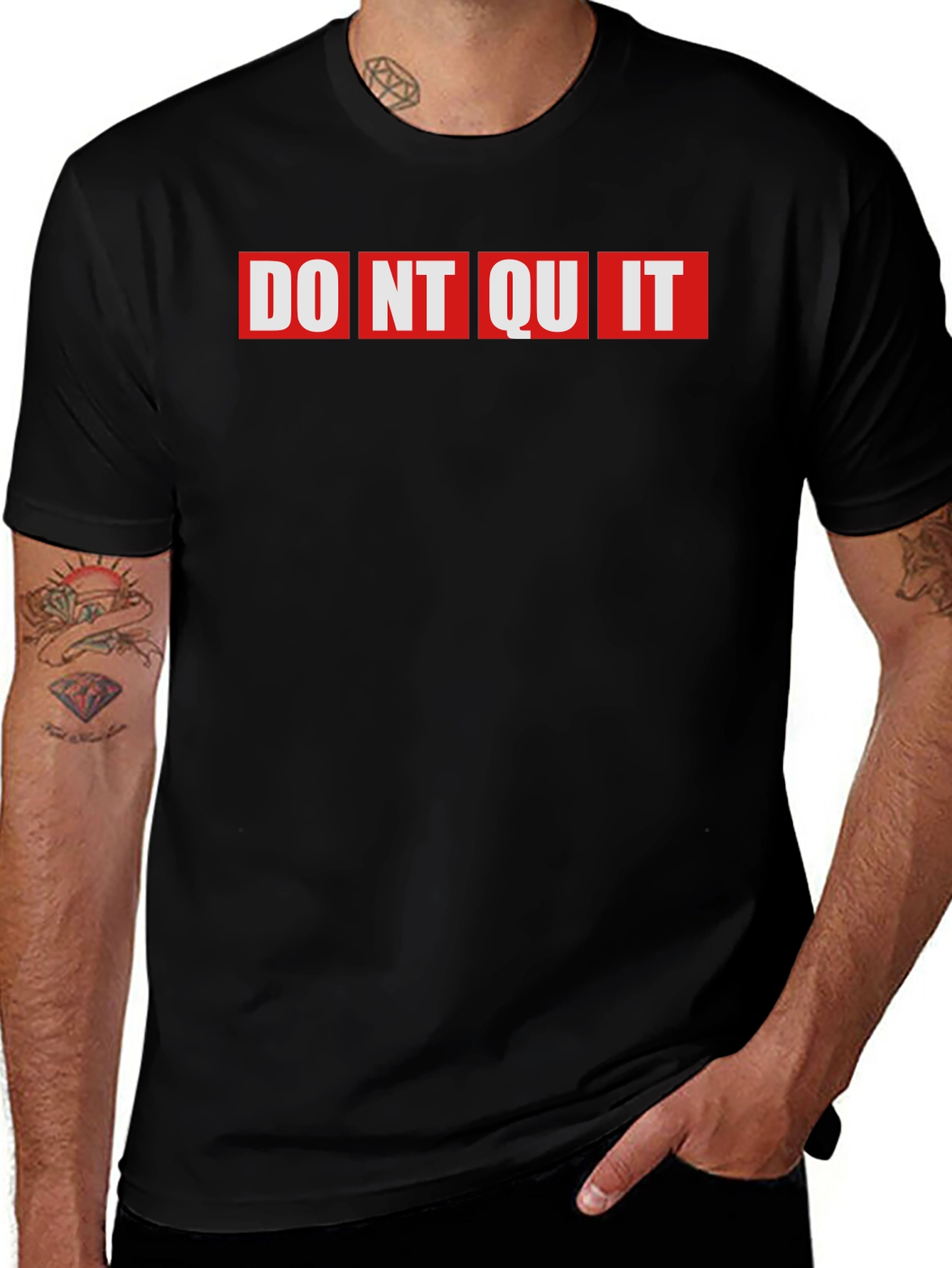 Variant 10 of Motivational "DO NT QU IT" Graphic T-Shirt