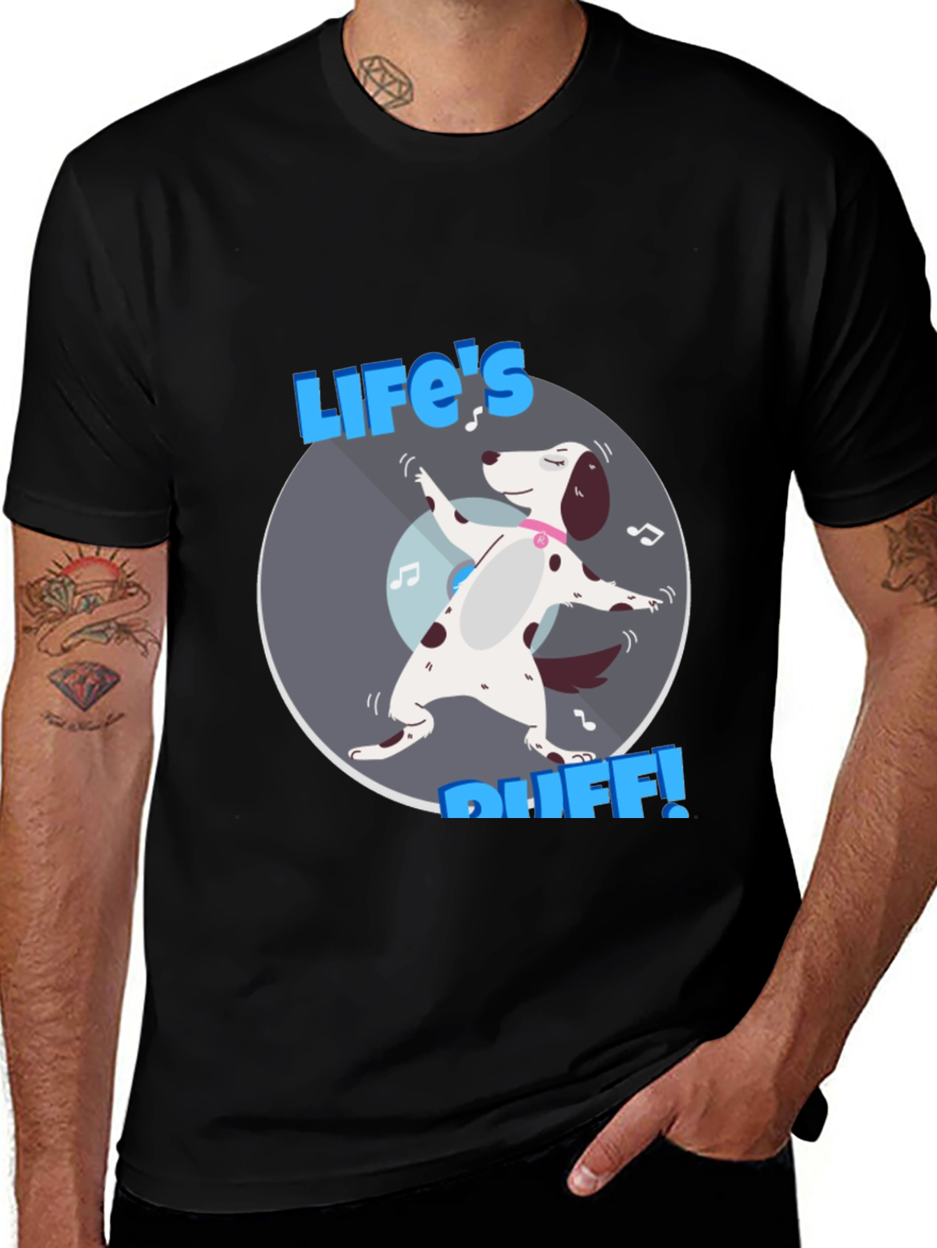Variant 19 of Life's Ruff! Dog Graphic Tee - Black