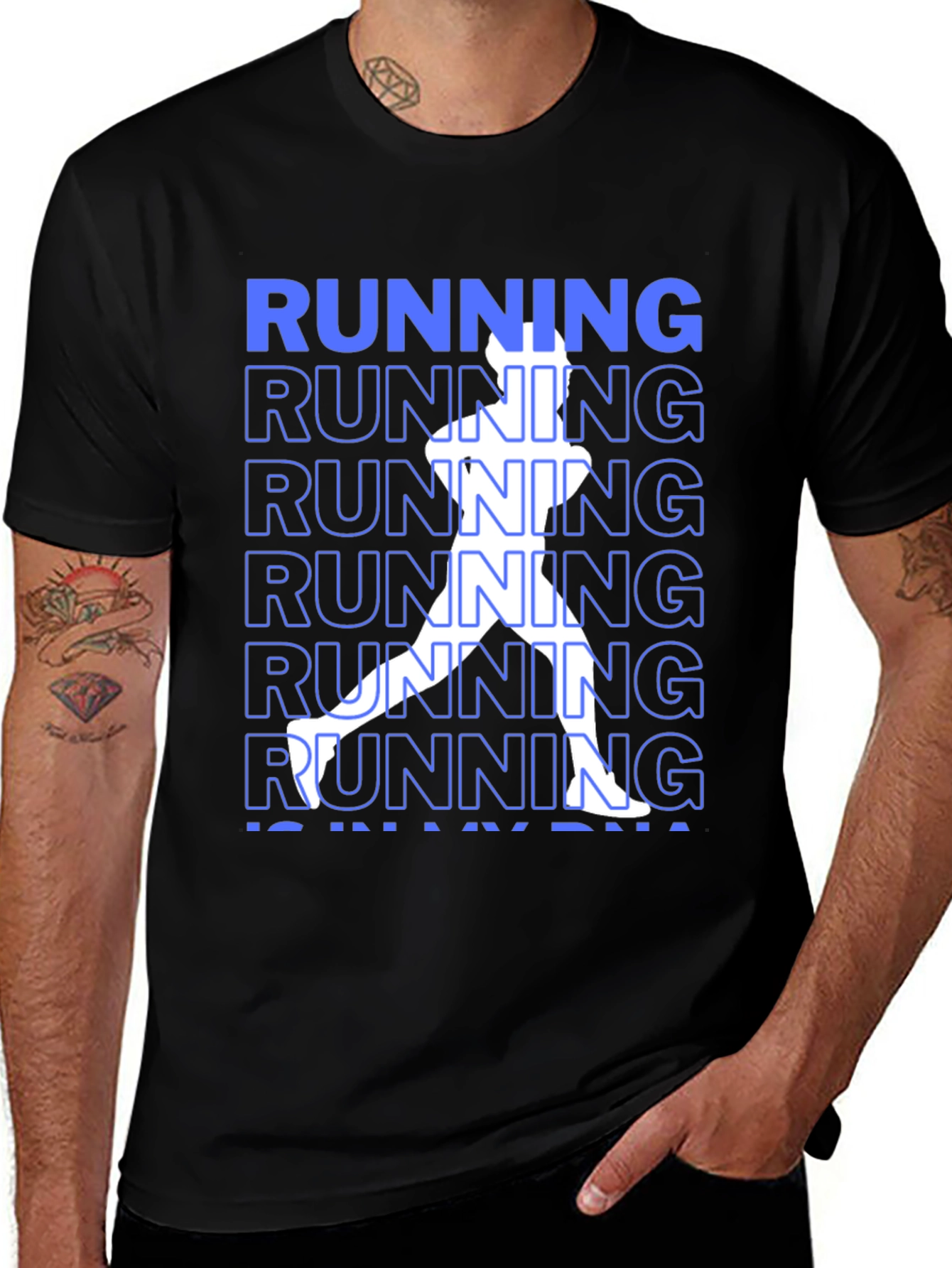 Variant 28 of Running DNA Graphic Tee - Black Casual Shirt