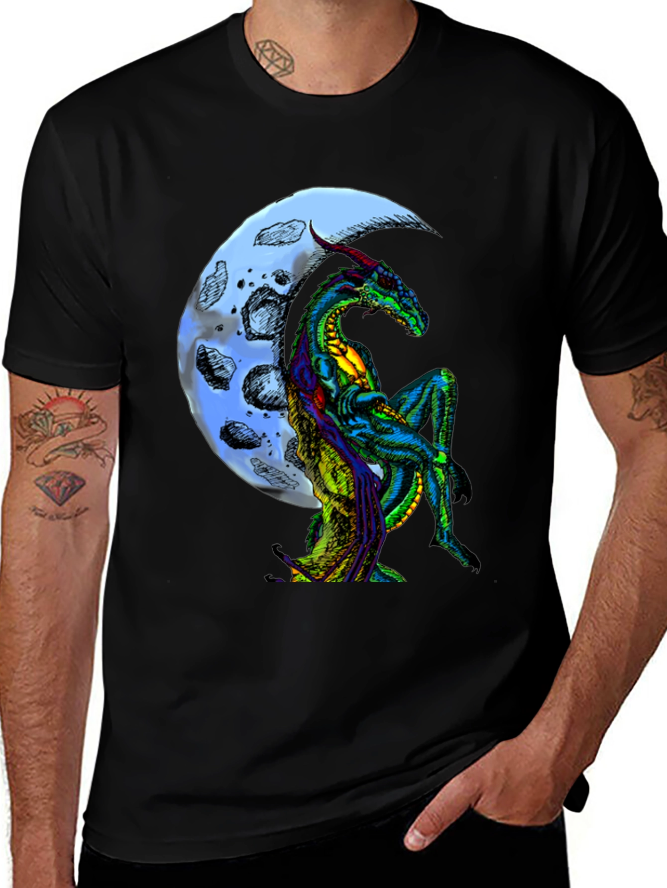 Variant 26 of Dragon Moon Graphic T-Shirt - Fantasy Art Tee