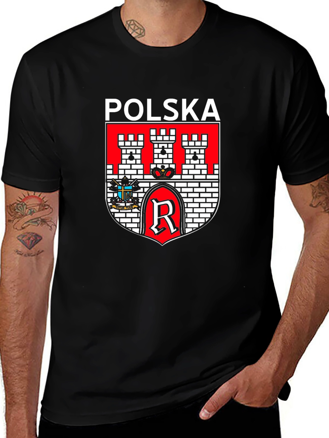 Polska Coat of Arms Graphic T-Shirt - Black
