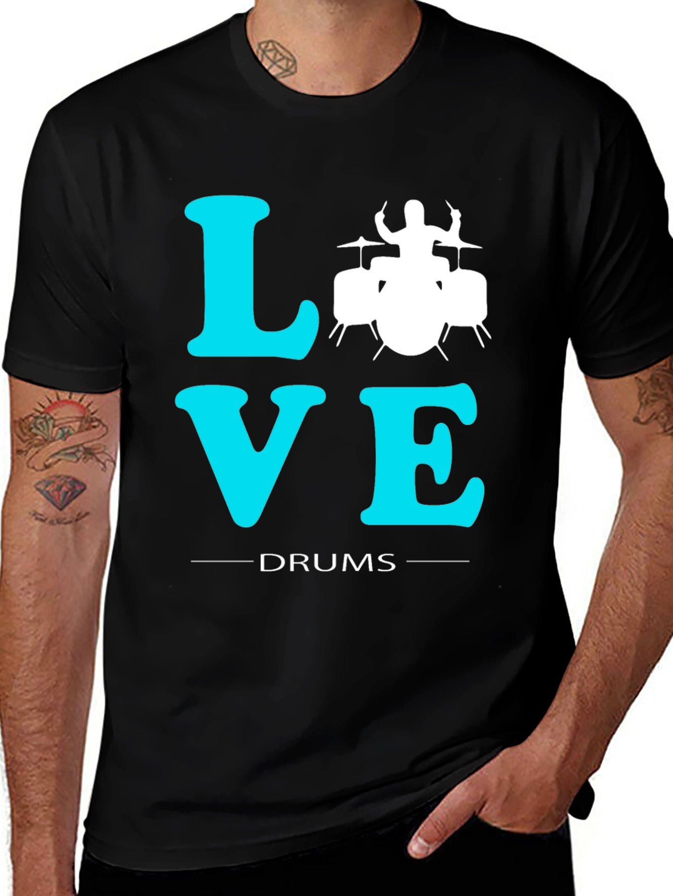 Variant 12 of Love Drums Graphic T-Shirt - Music Lover Tee