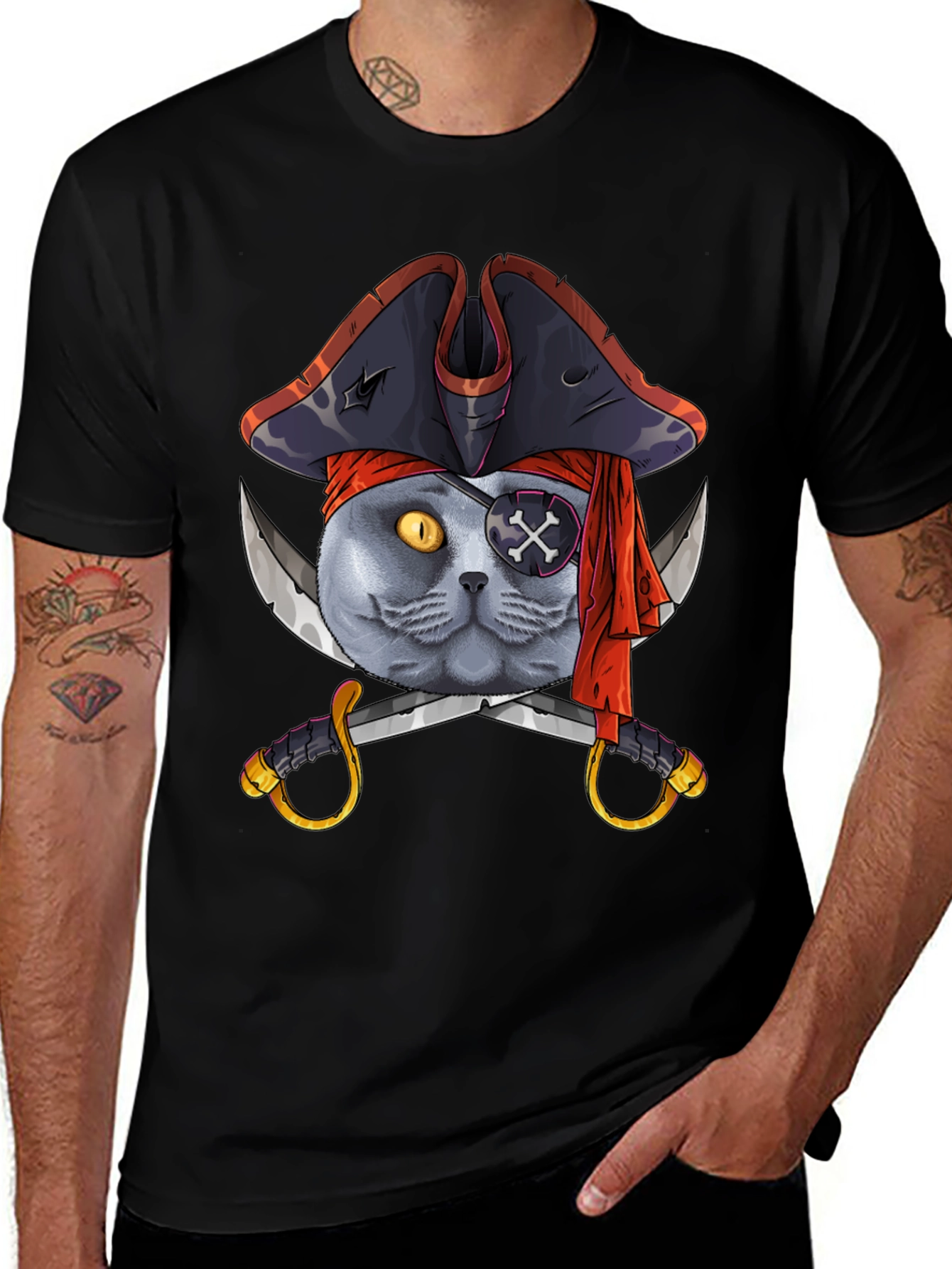 Variant 29 of Pirate Cat Graphic Tee - Novelty T-Shirt