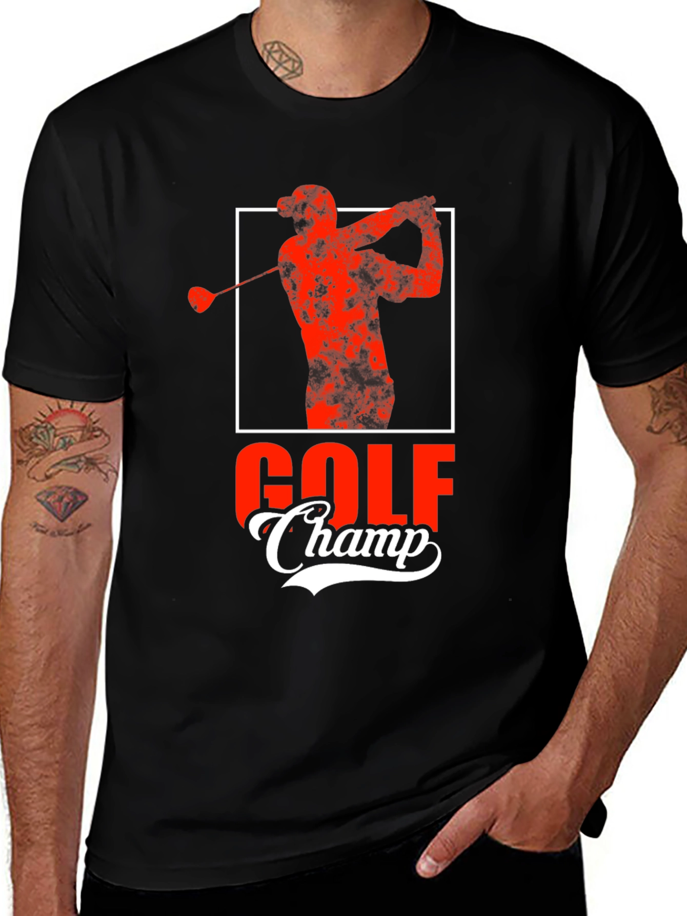 Variant 4 of Golf Champ Graphic Tee - Black Cotton T-Shirt