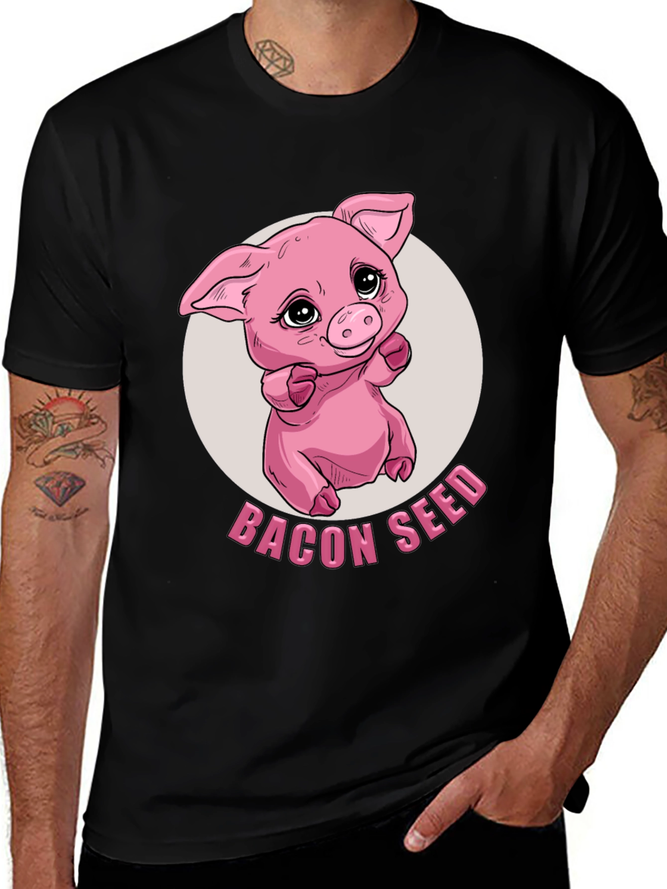 Variant 3 of Bacon Seed Pig Graphic Tee - Black