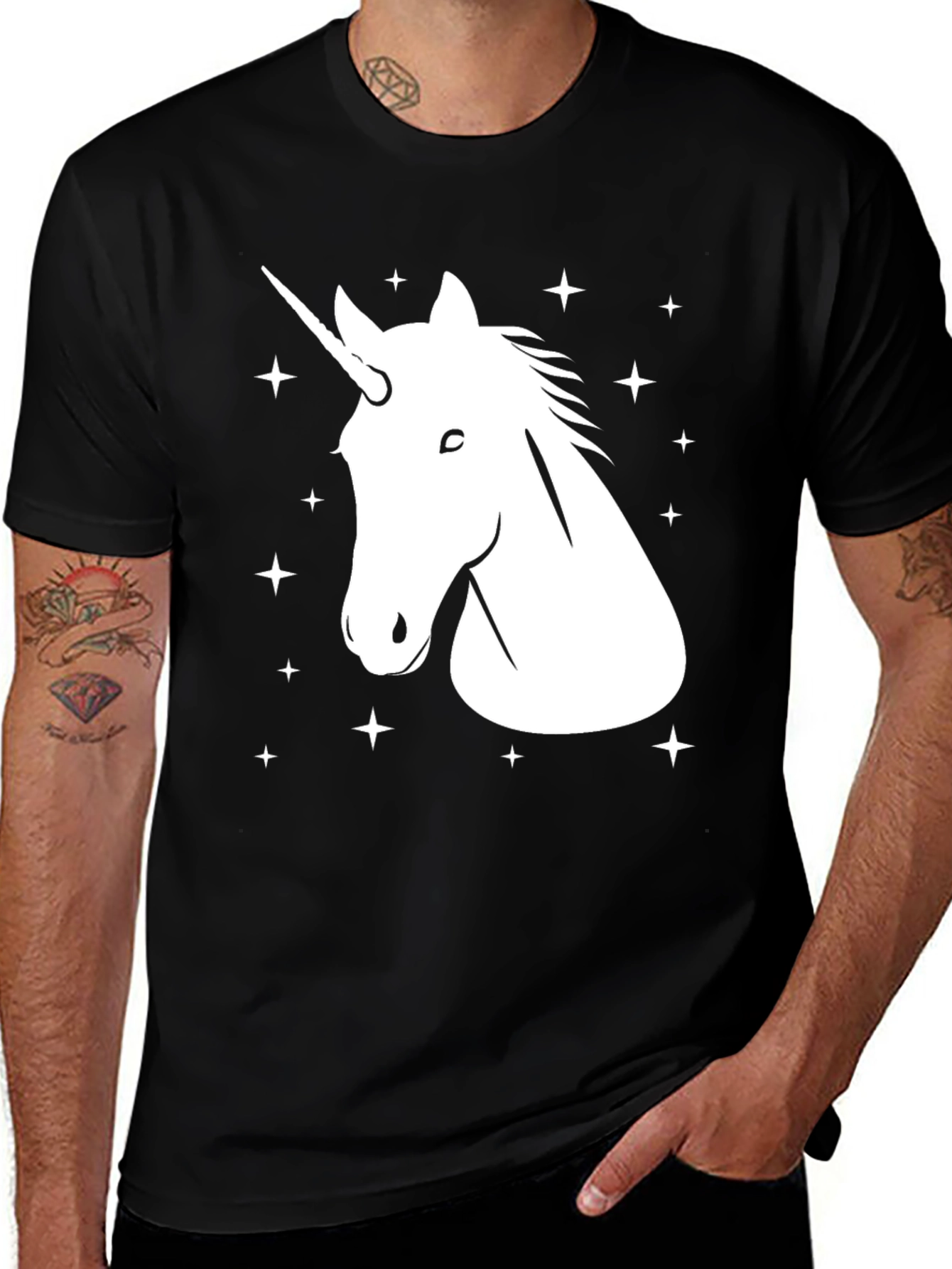 Variant 30 of Unicorn Graphic T-Shirt - Black Tee